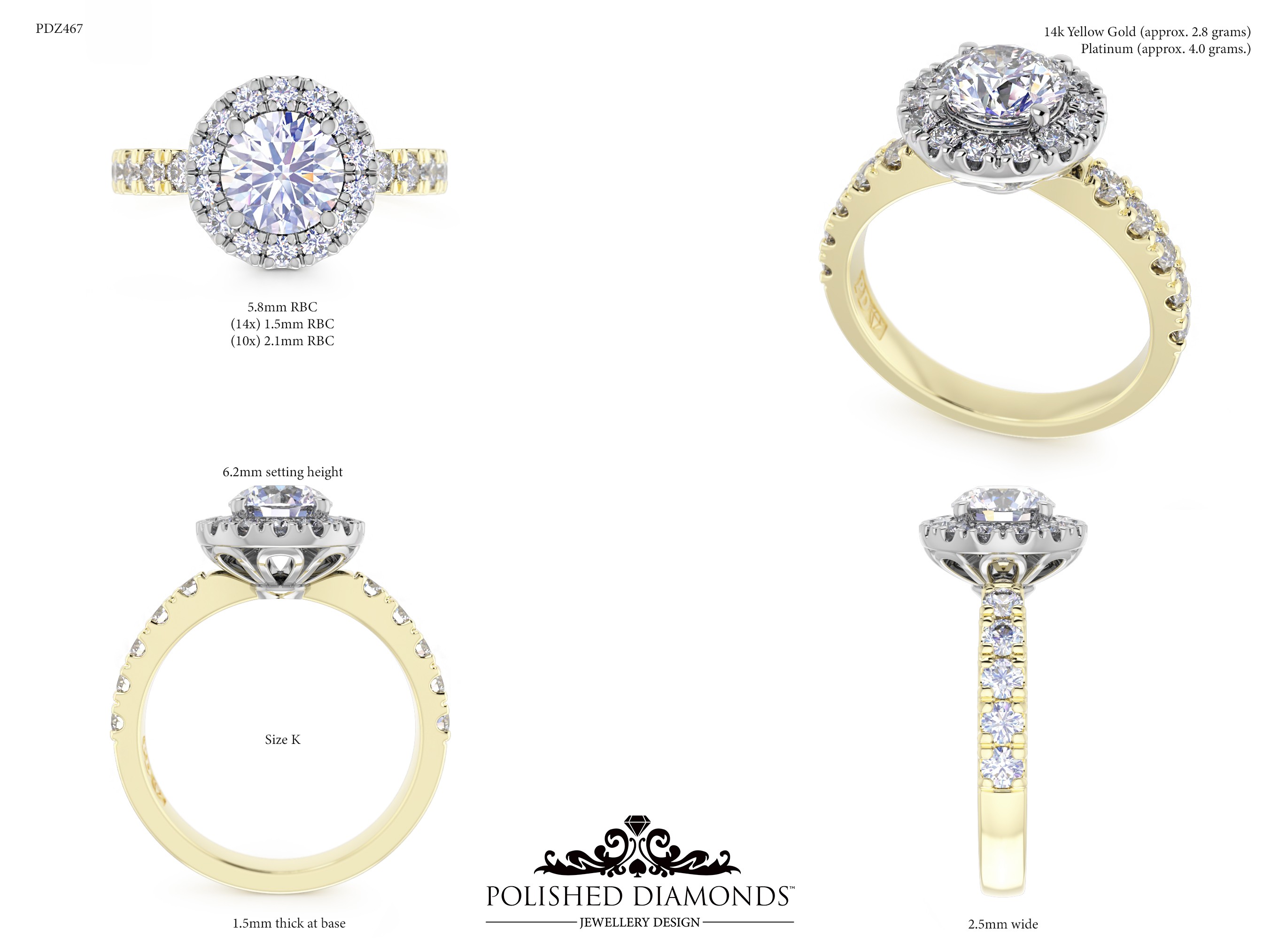 Round Halo ring – PDZ467