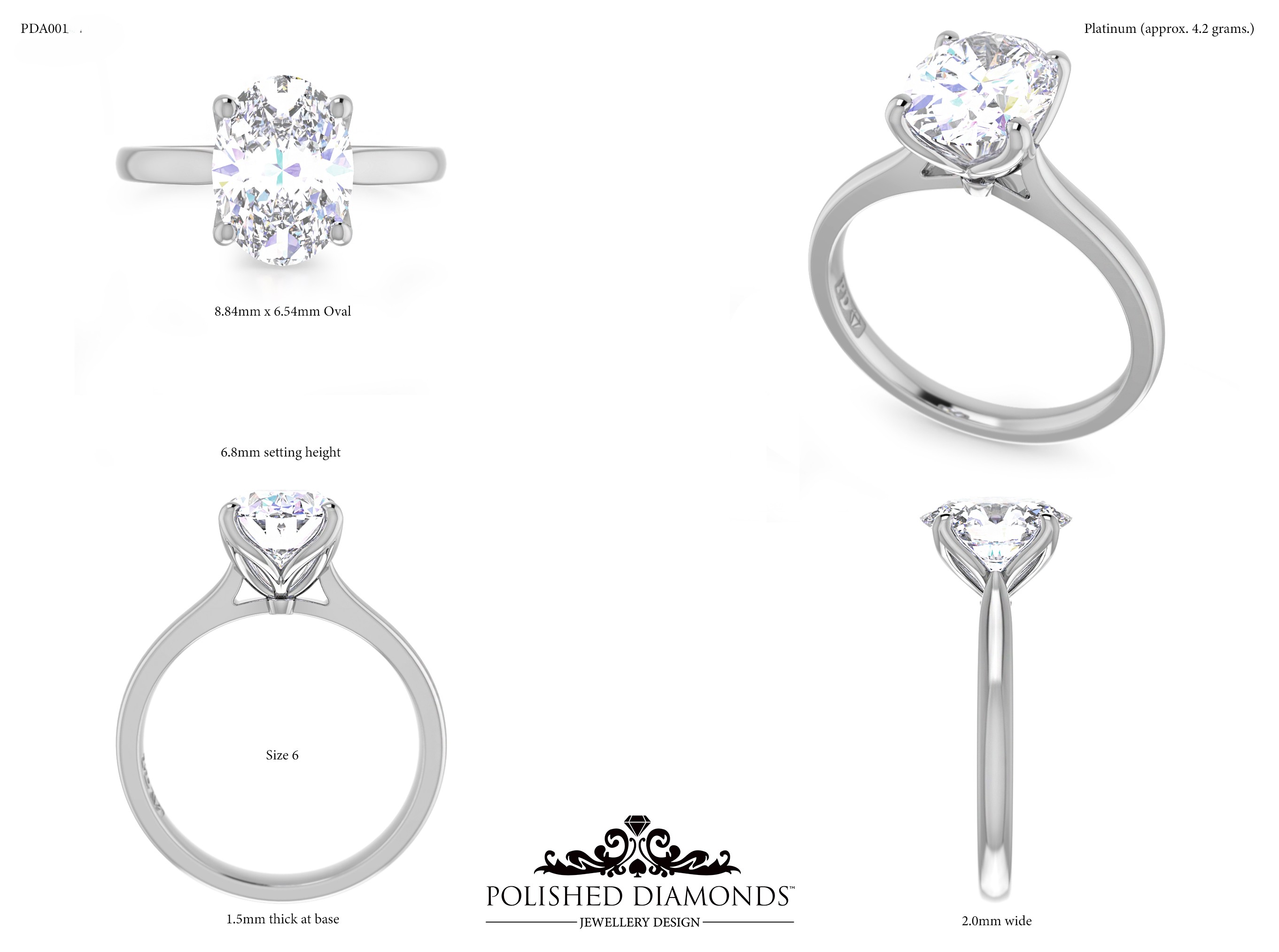 Oval Solitaire ring – PDA001