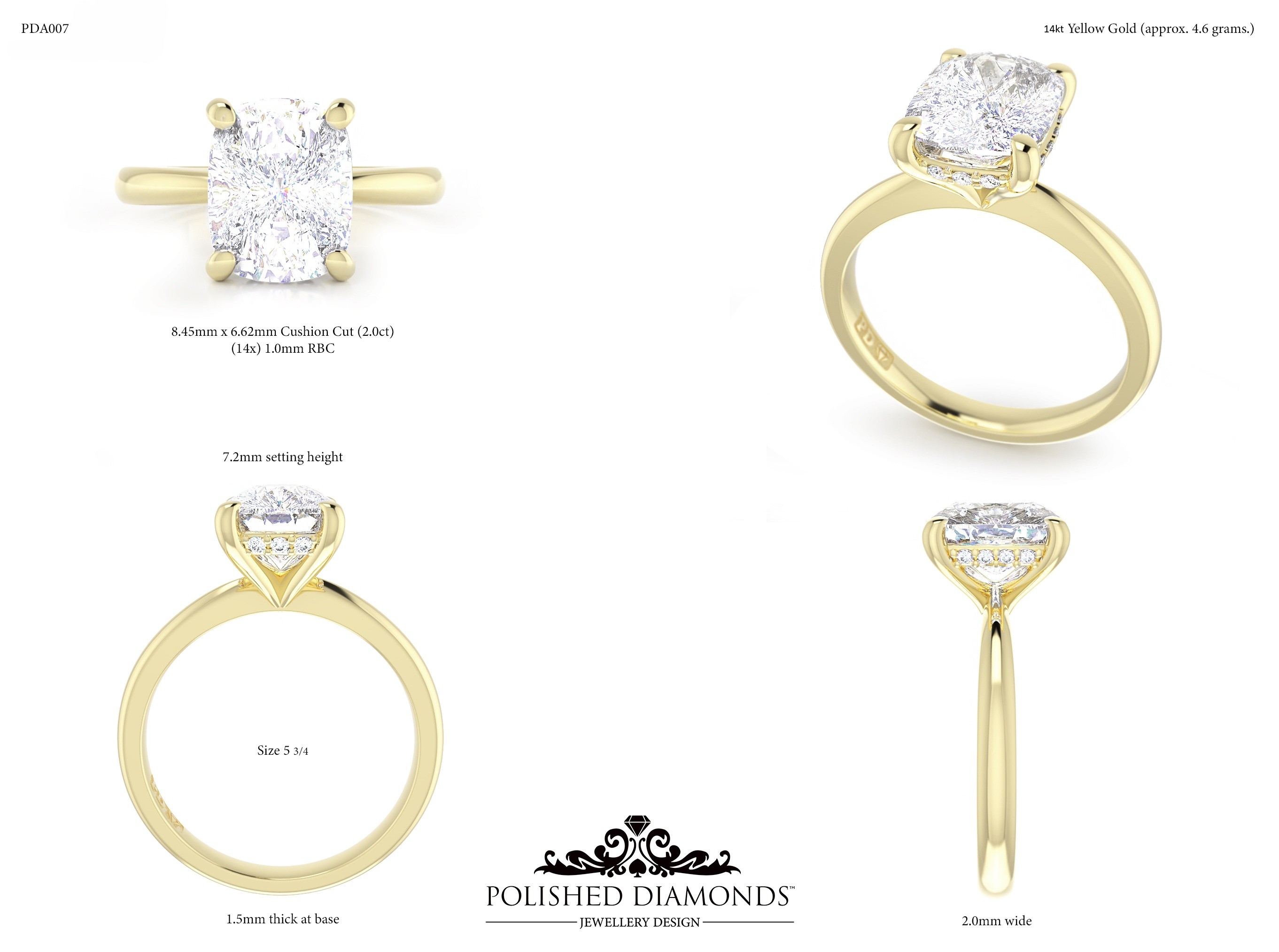 Cushion Solitaire ring – PDA007