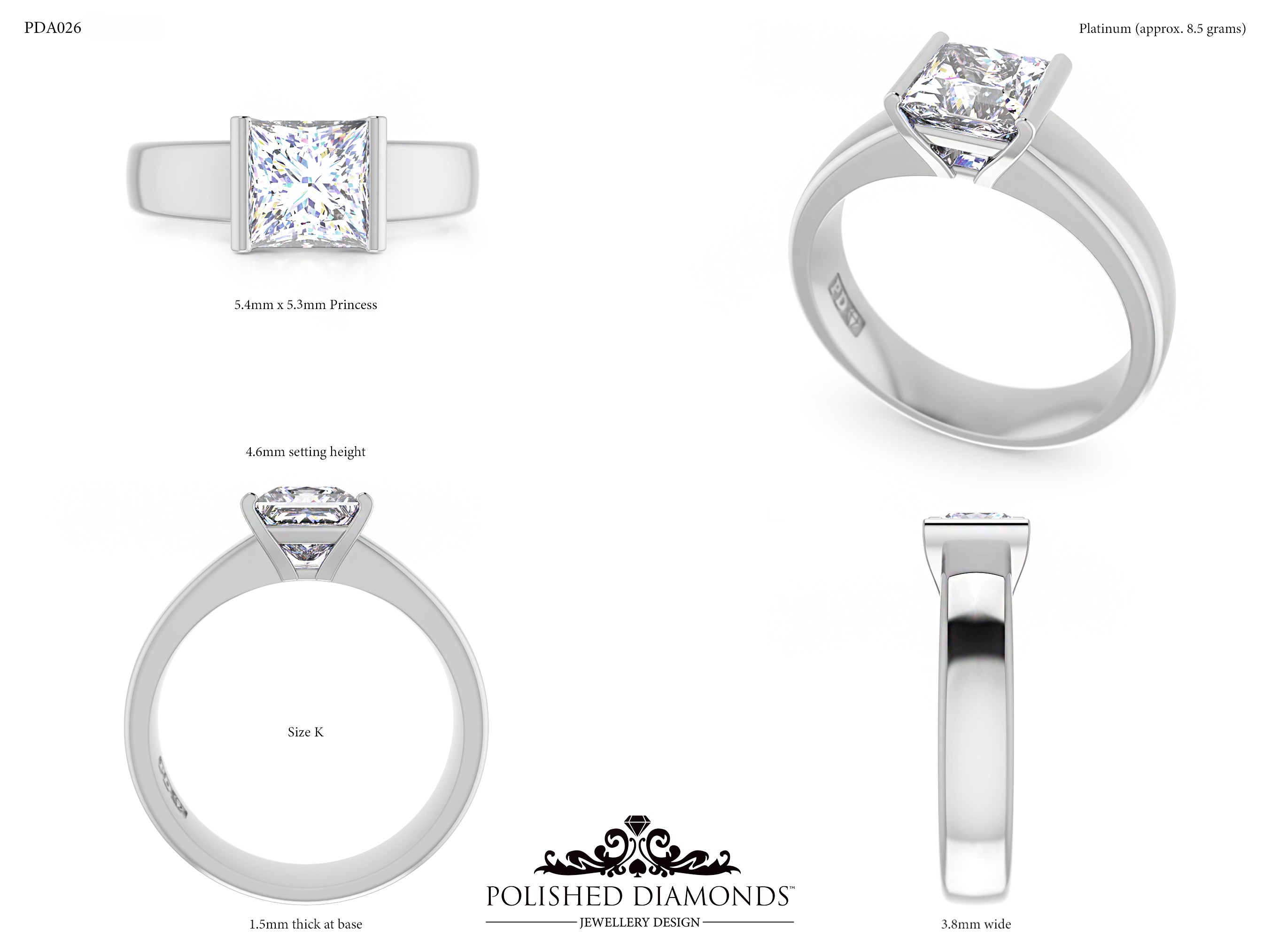 Princess Solitaire ring – PDA026