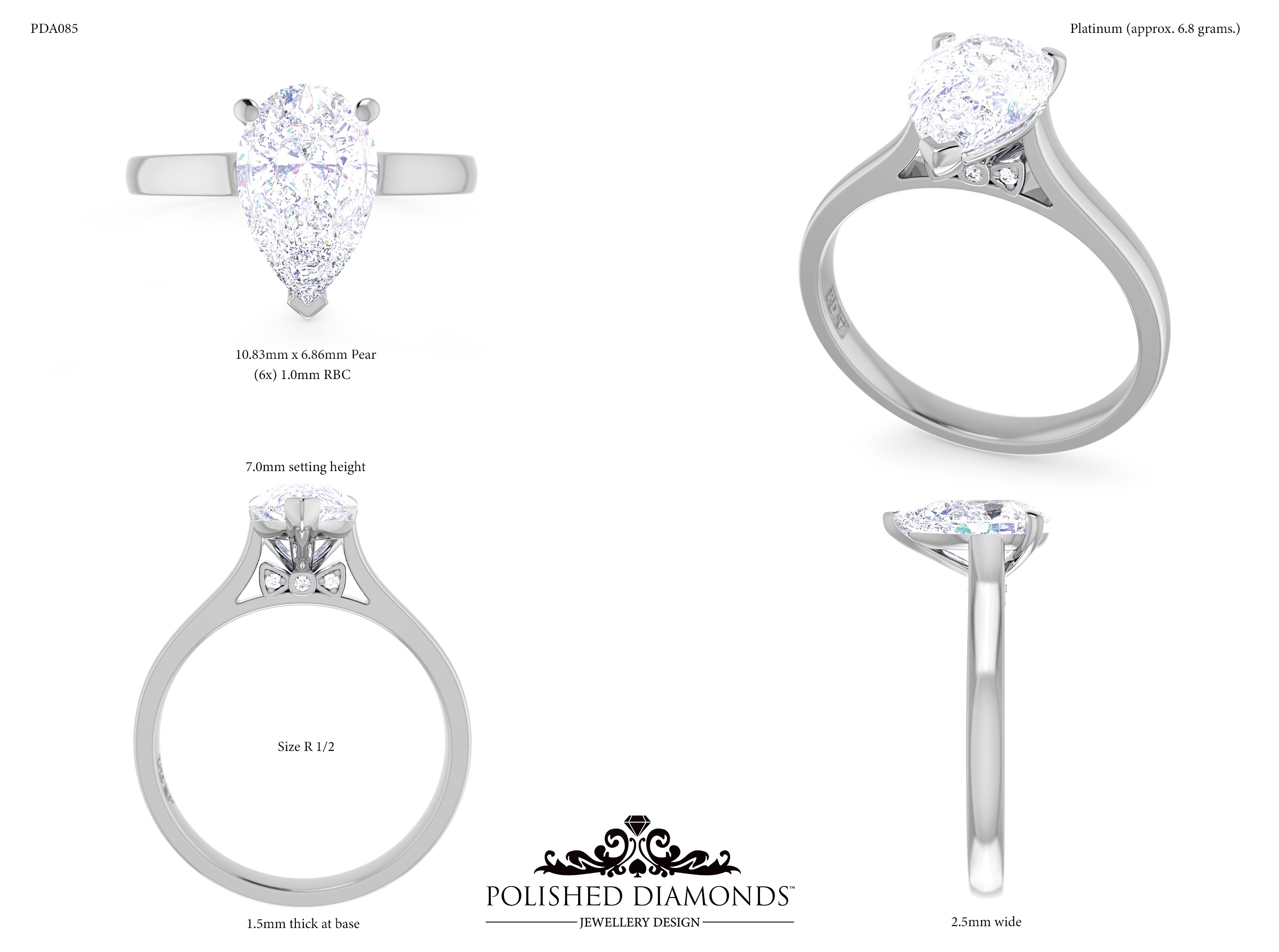 Pear Solitaire ring – PDA085