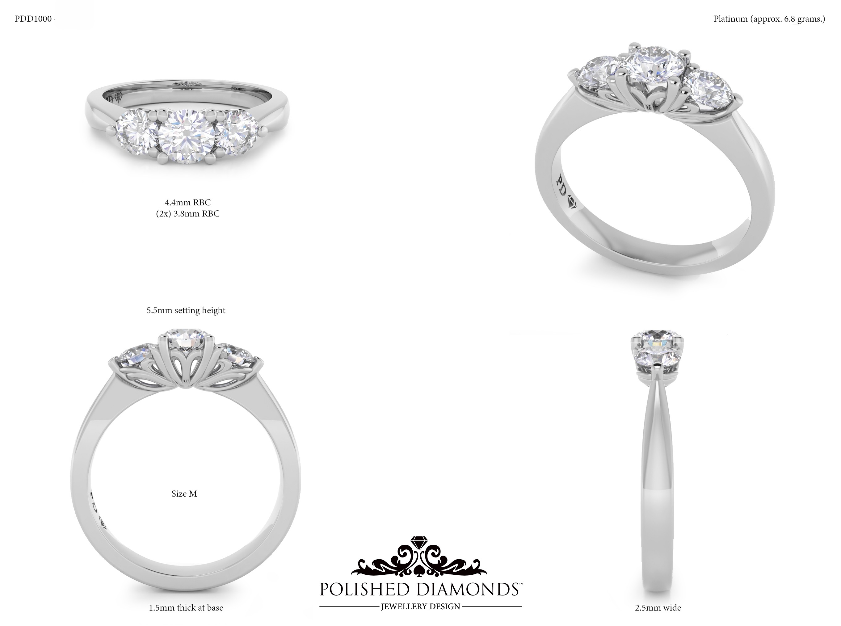 Round Trilogy ring – PDD1000