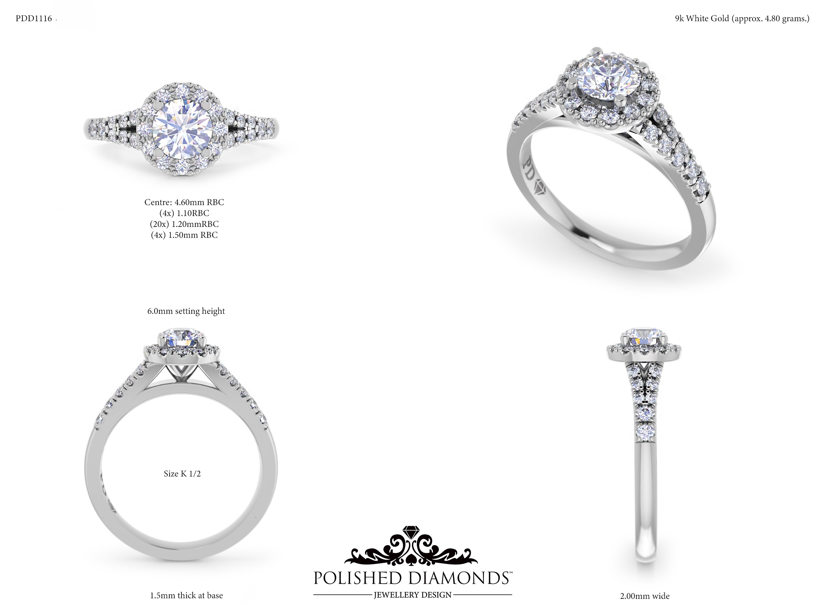 Round Halo ring – PDD1116