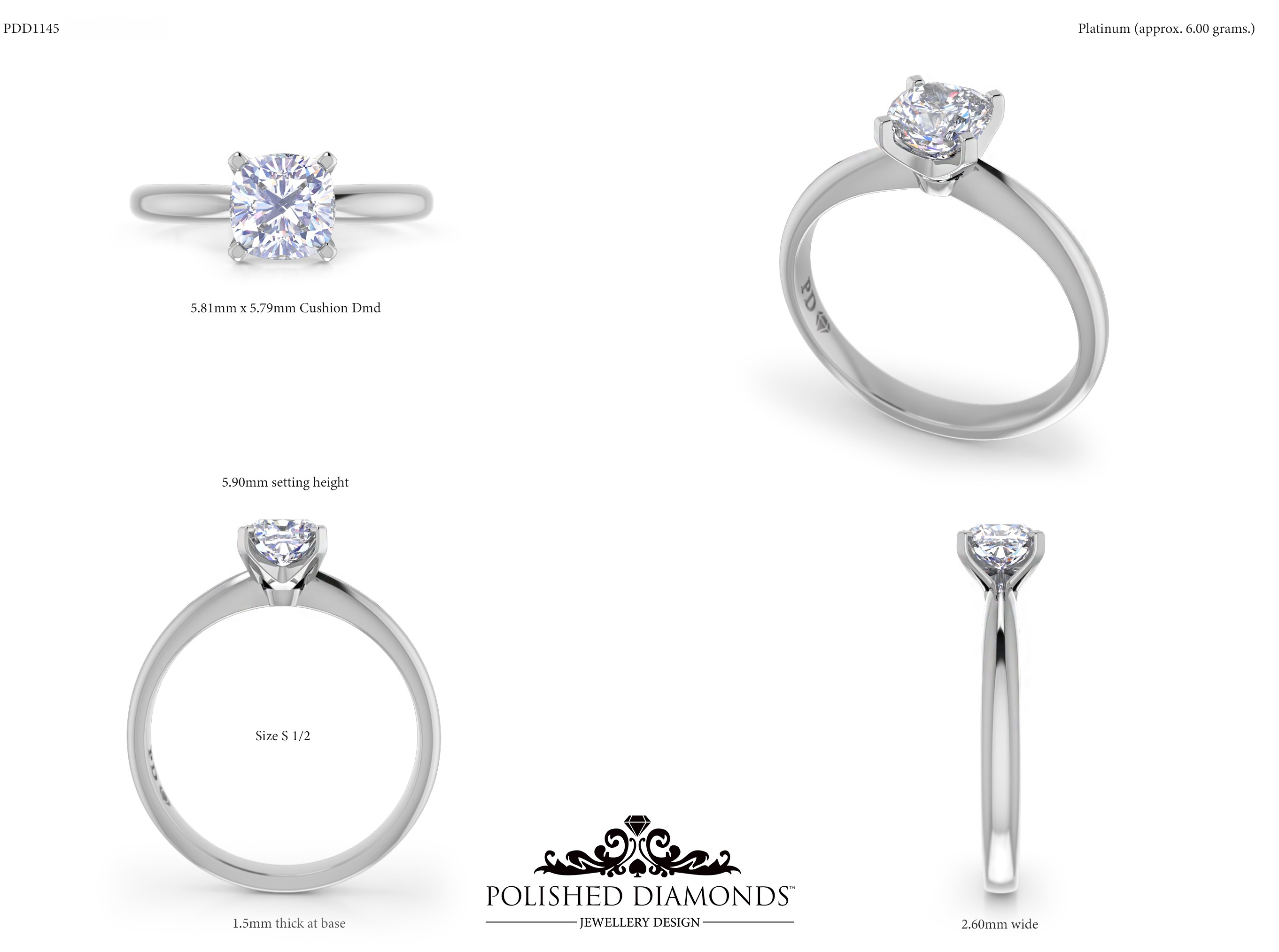 Cushion Solitaire ring – PDD1145