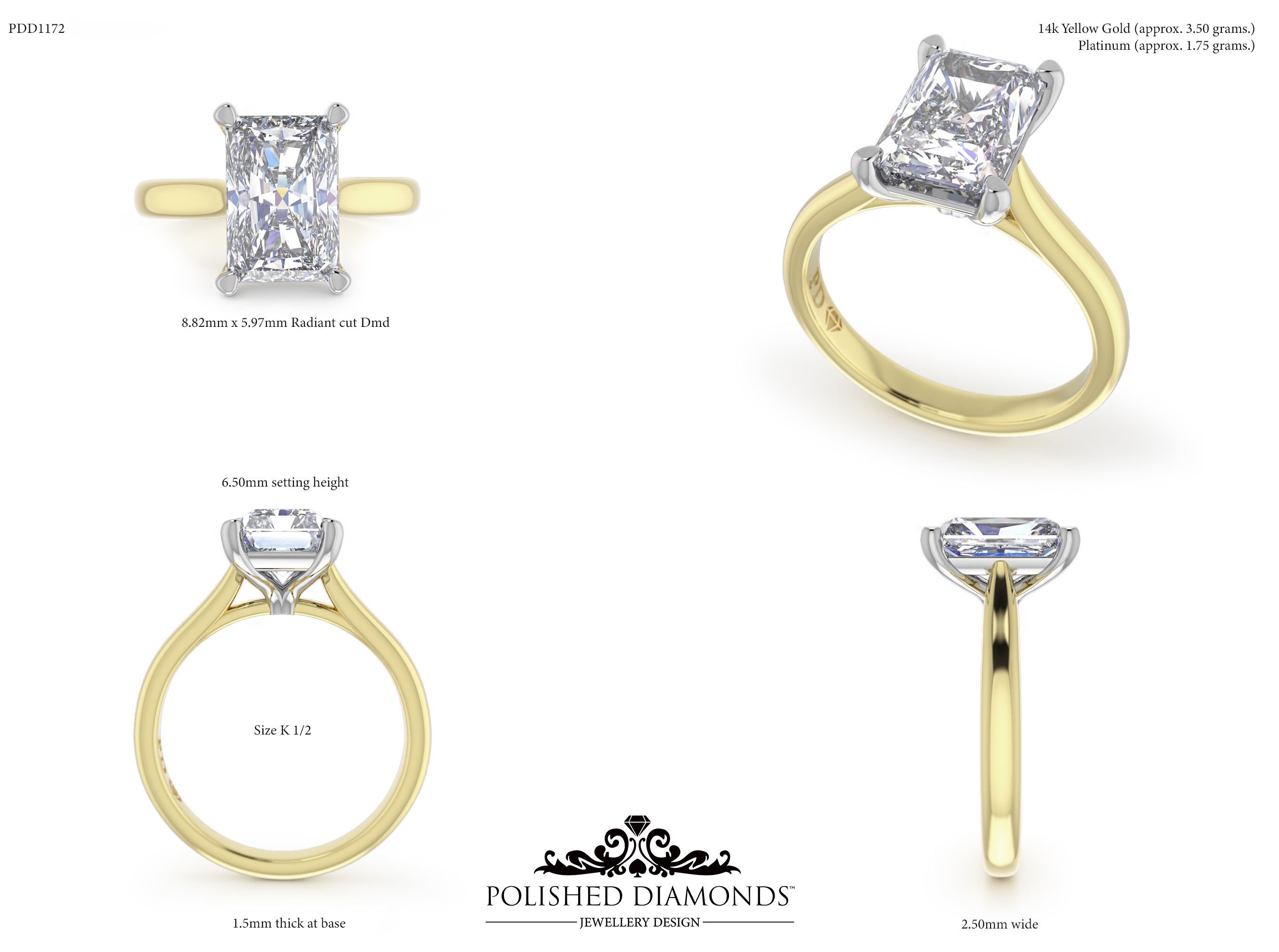 Radiant Solitaire ring – PDD1172