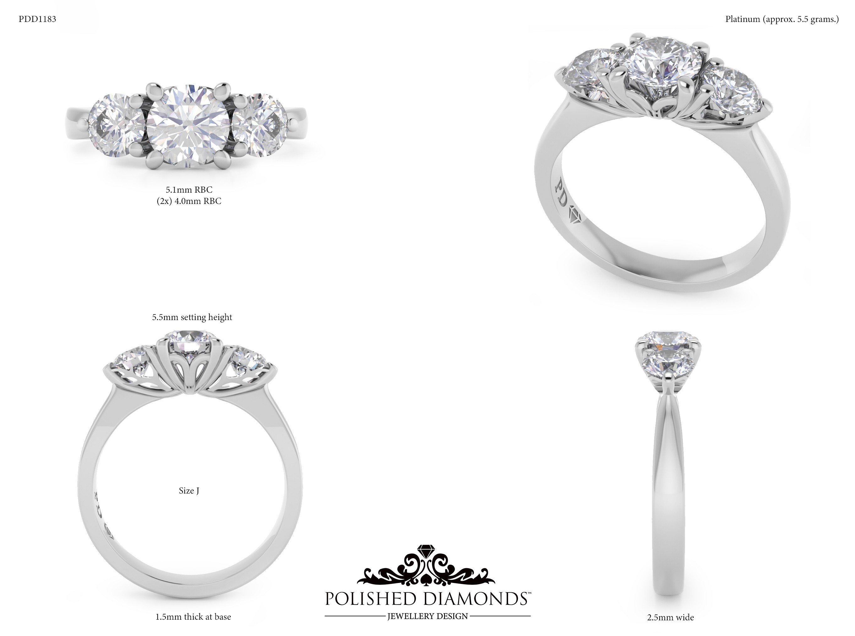 Round Trilogy ring – PDD1183