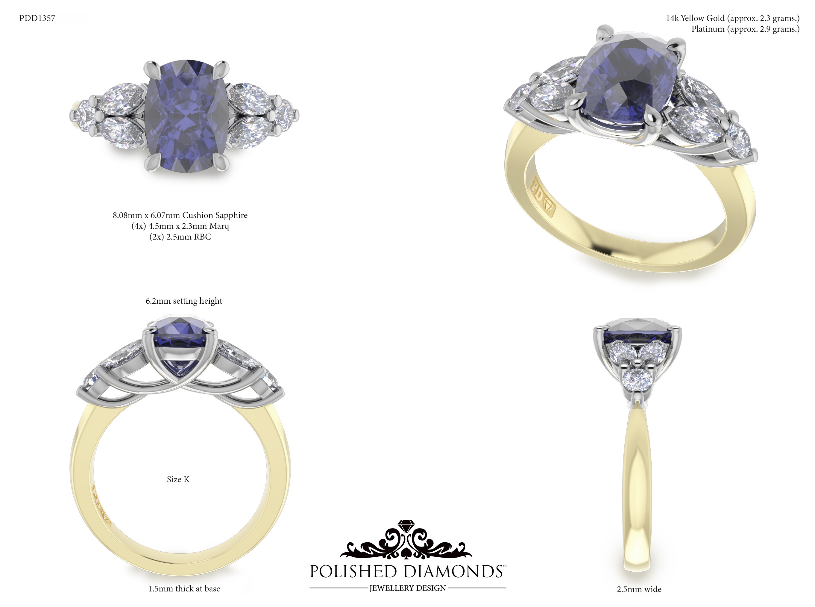 Cushion Solitaire ring – PDD1357