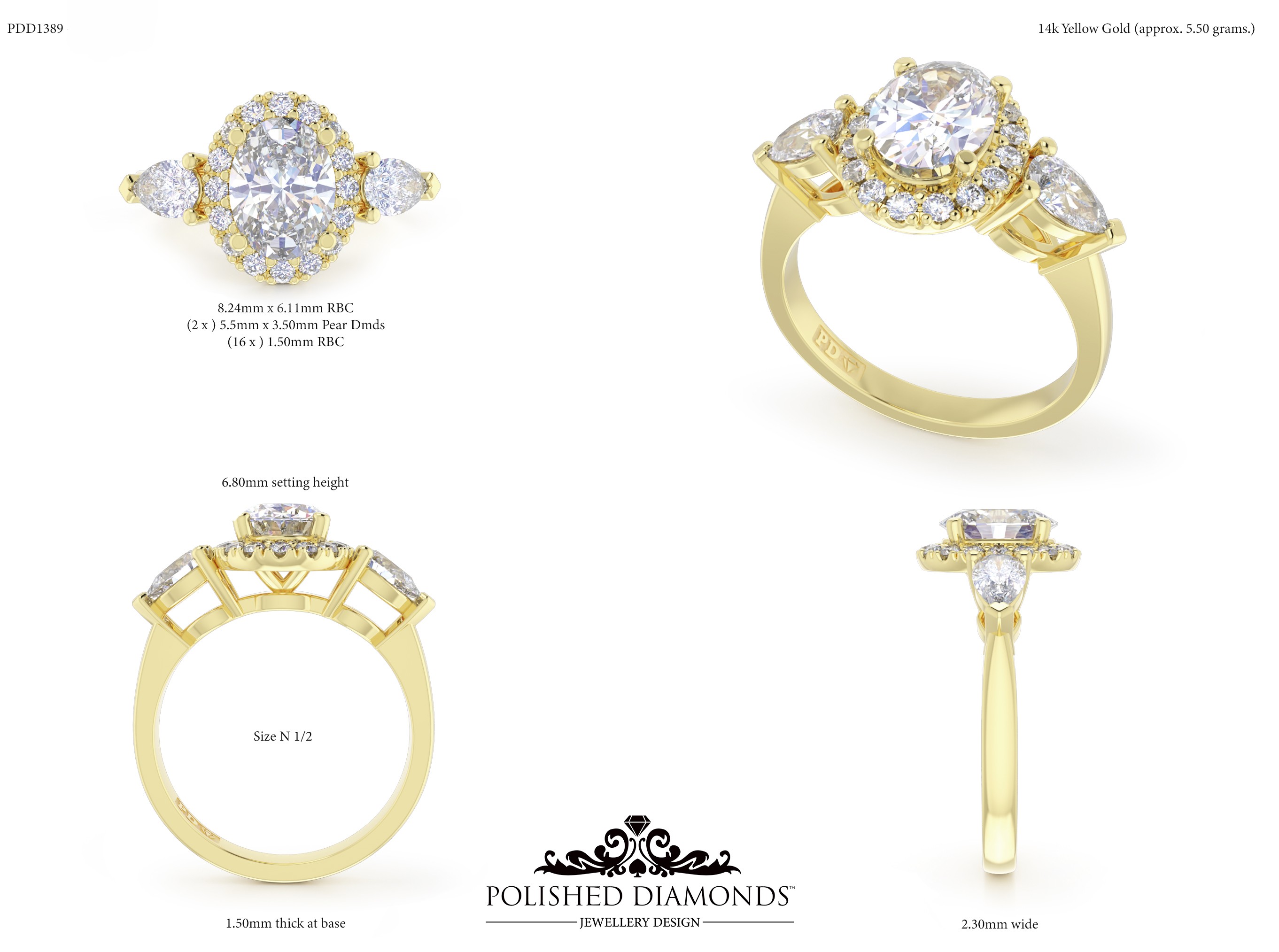 Oval Halo ring – PDD1389