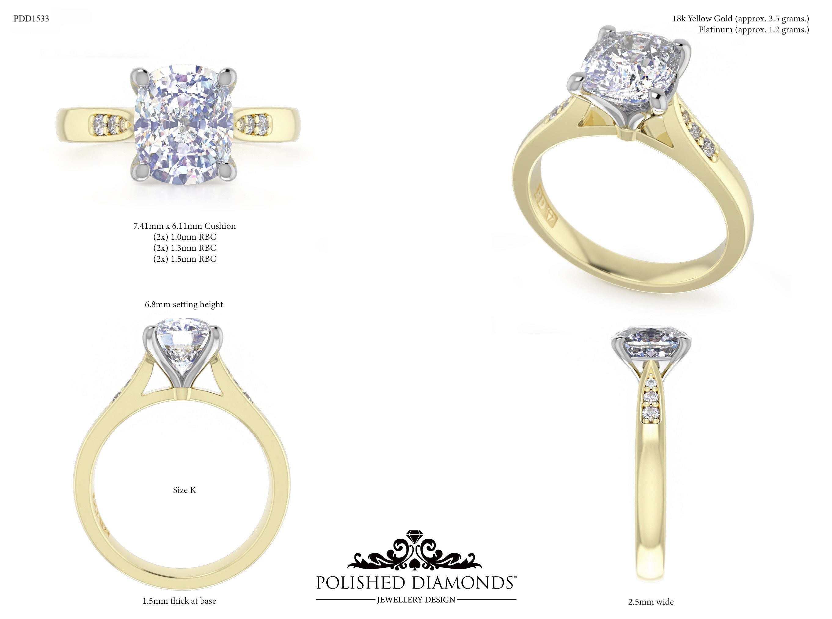 Cushion Solitaire ring – PDD1533