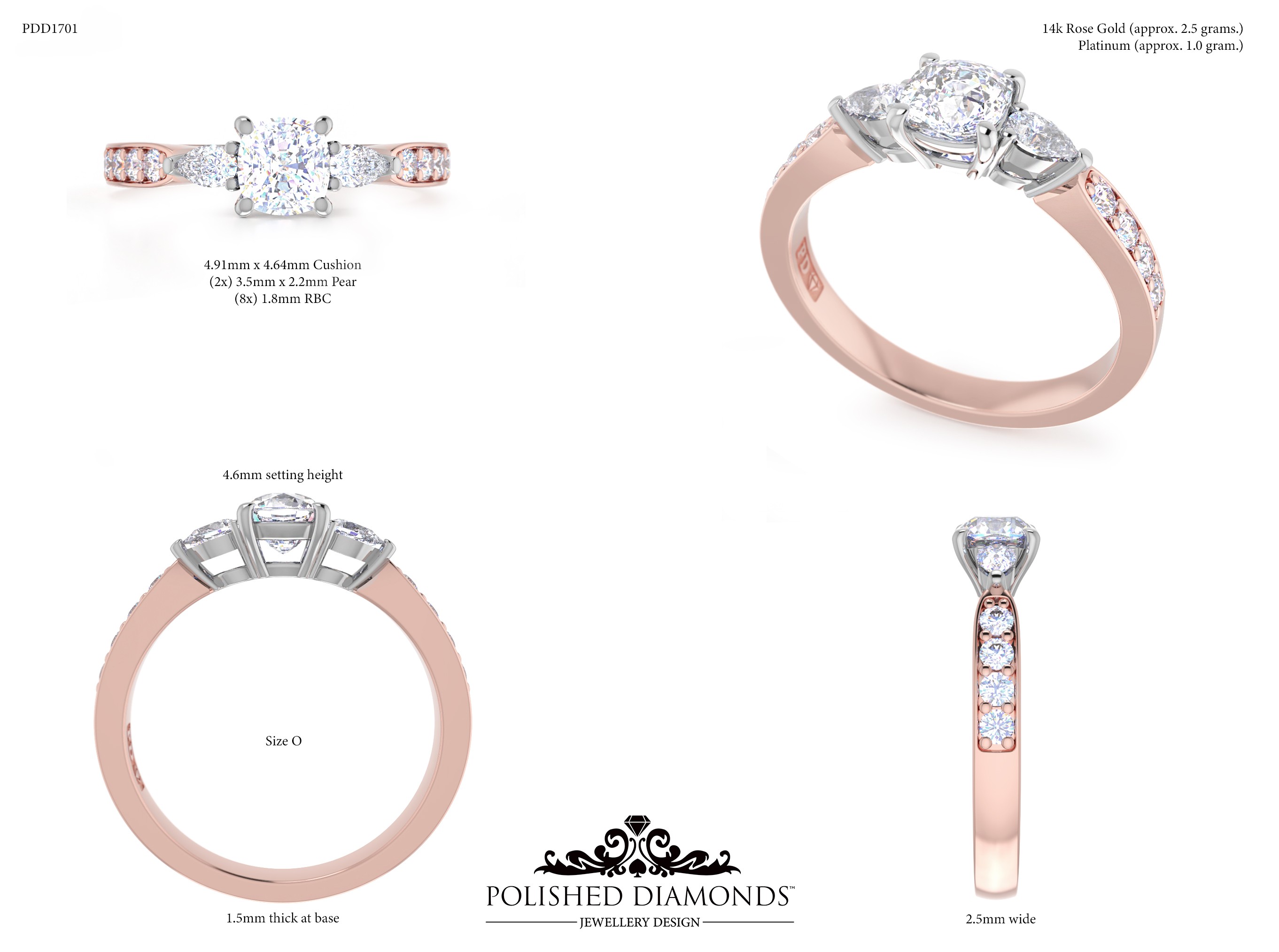 Cushion Trilogy ring – PDD1701