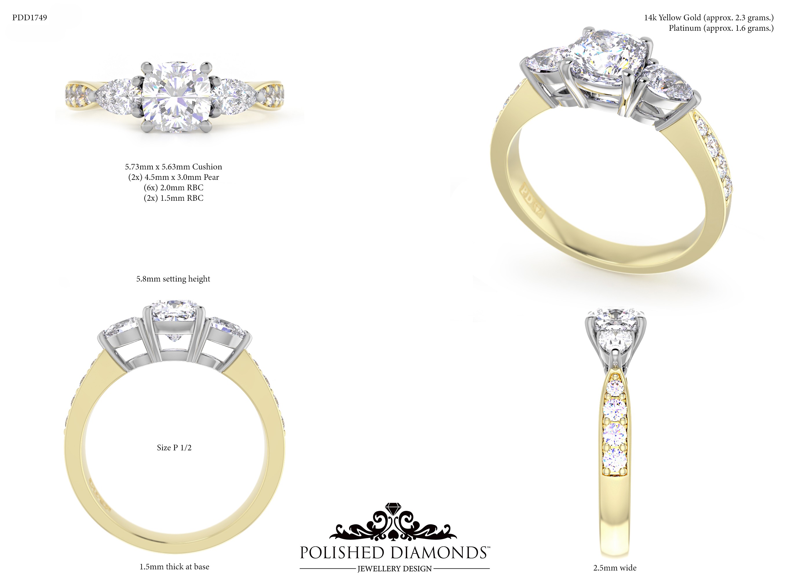 Cushion Trilogy ring – PDD1749
