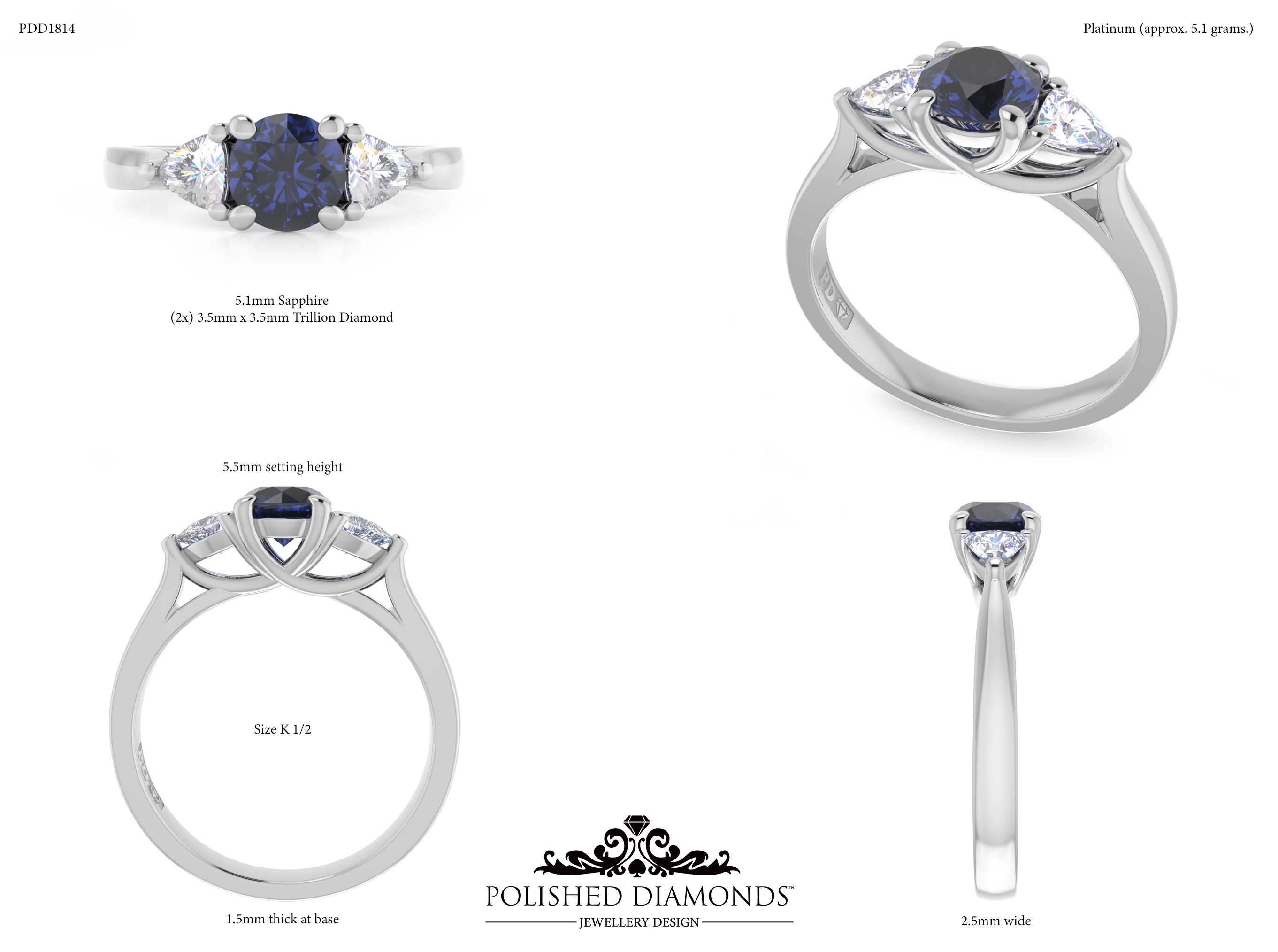 Round Trilogy (2) ring – PDD1814