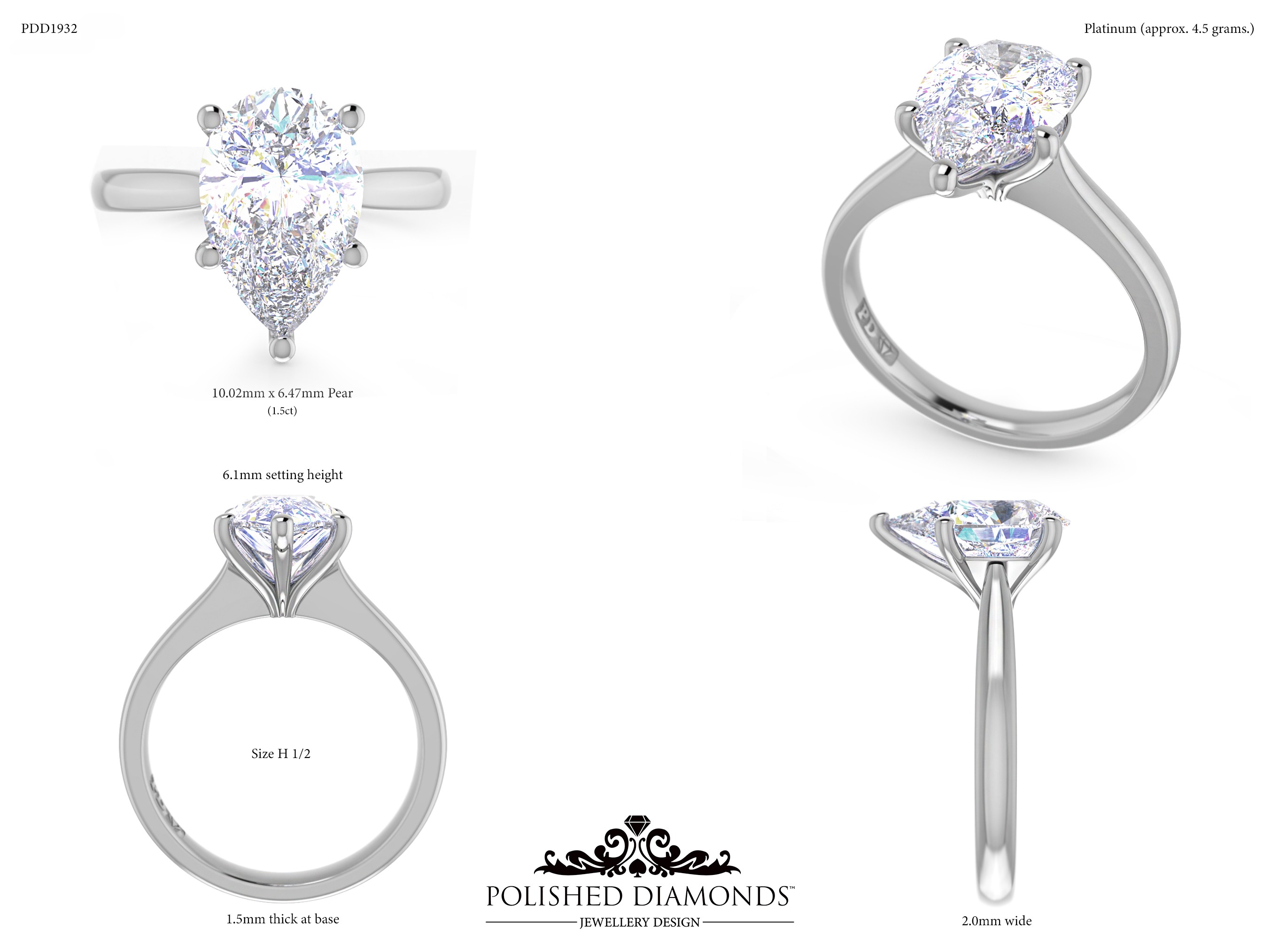 Pear Solitaire ring – PDD1932