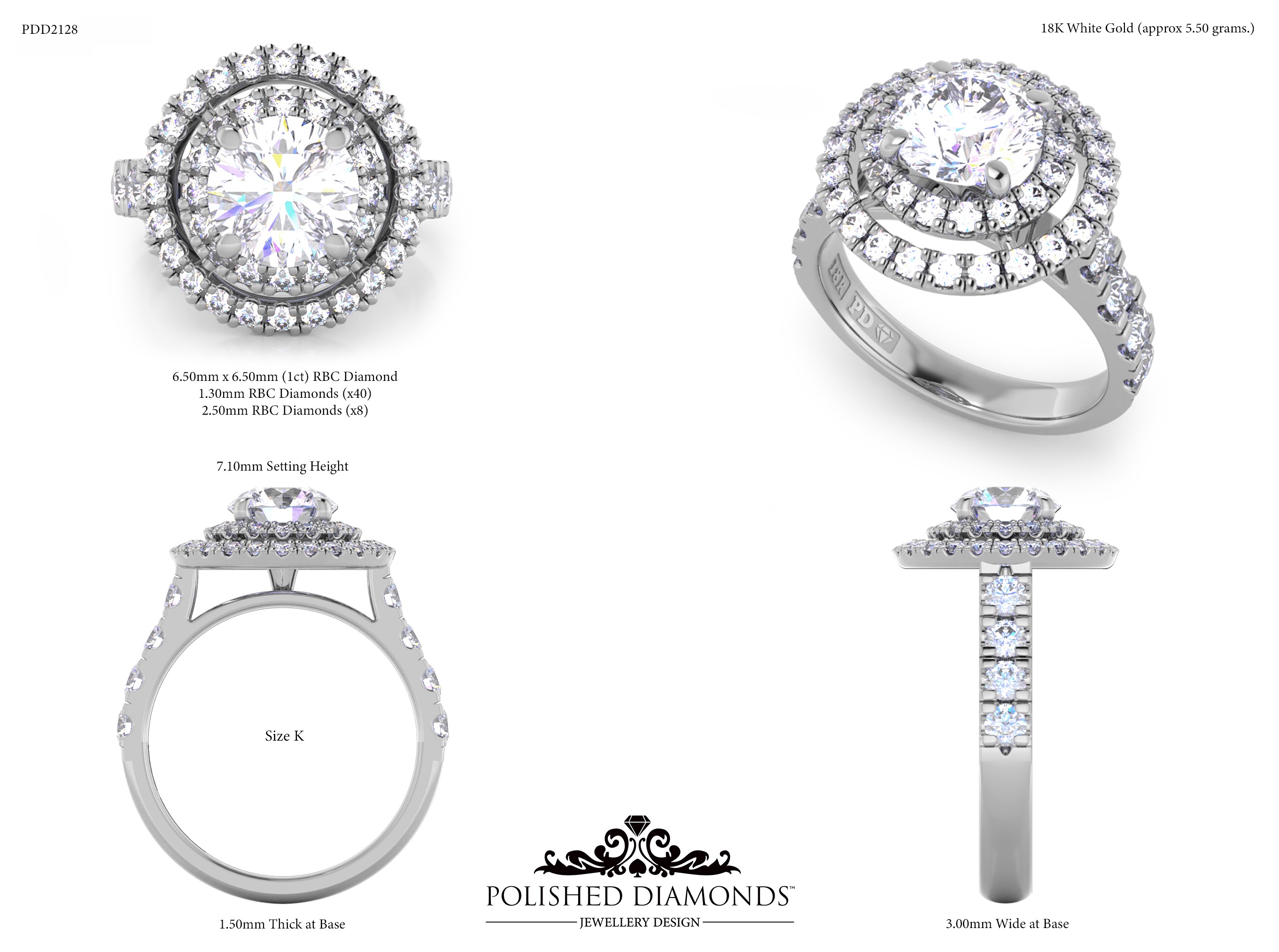 Round Halo ring – PDD2128