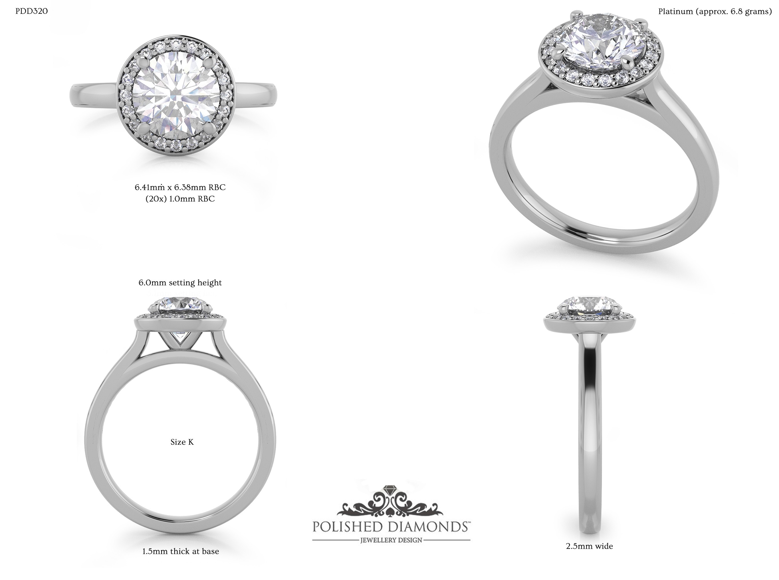 Round Halo ring – PDD320