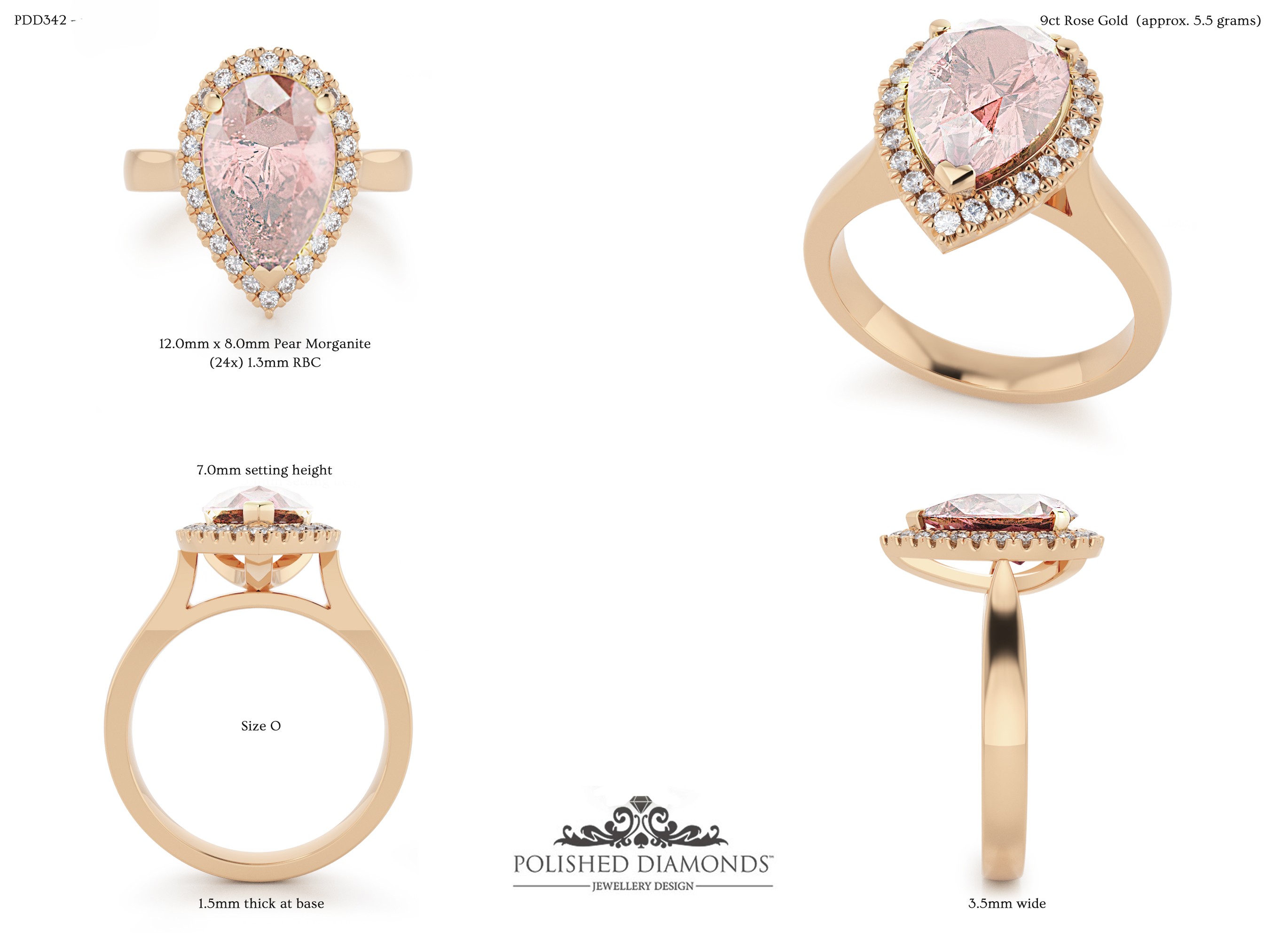 Pear Halo ring – PDD342