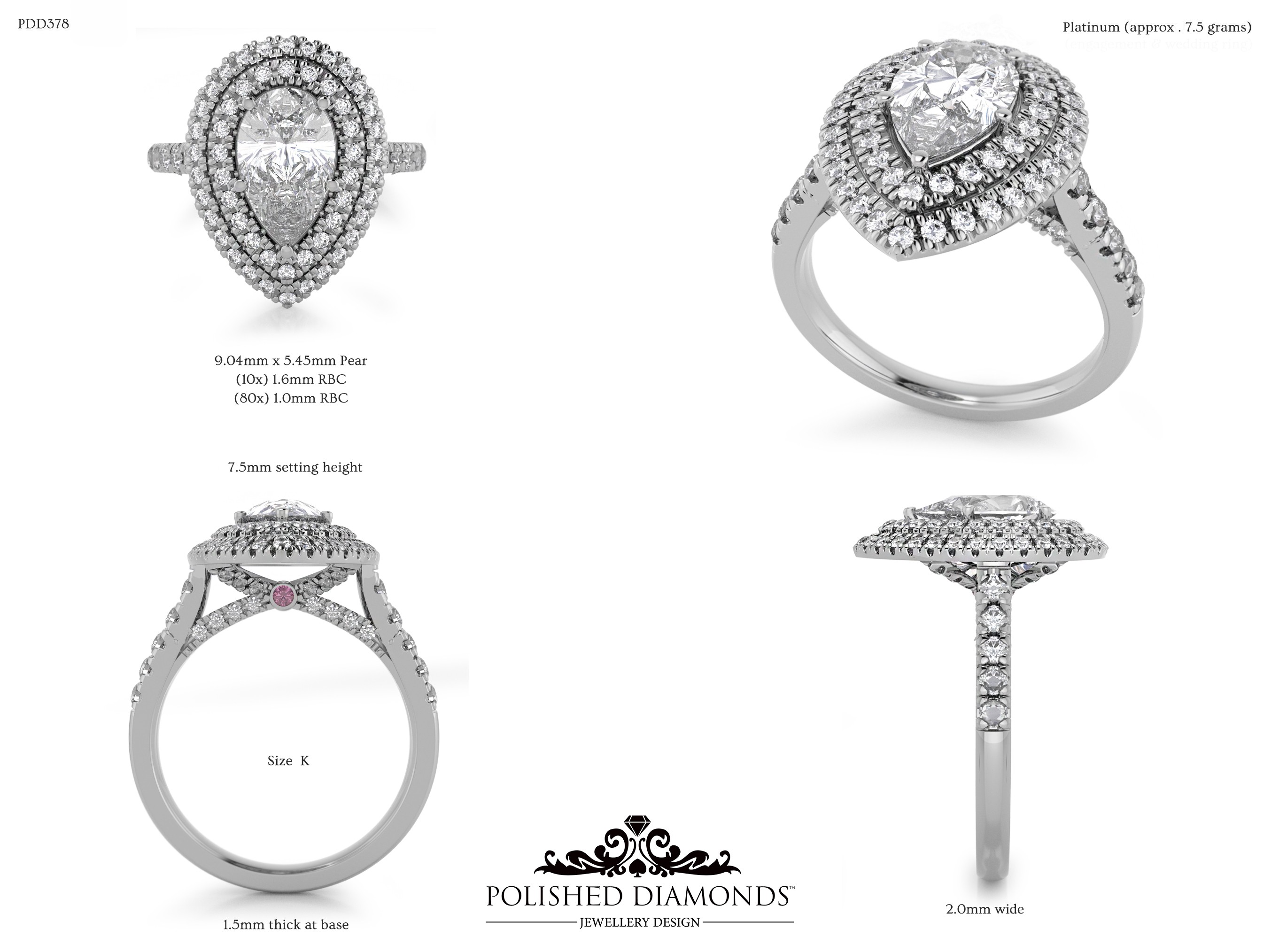 Pear Halo ring – PDD378