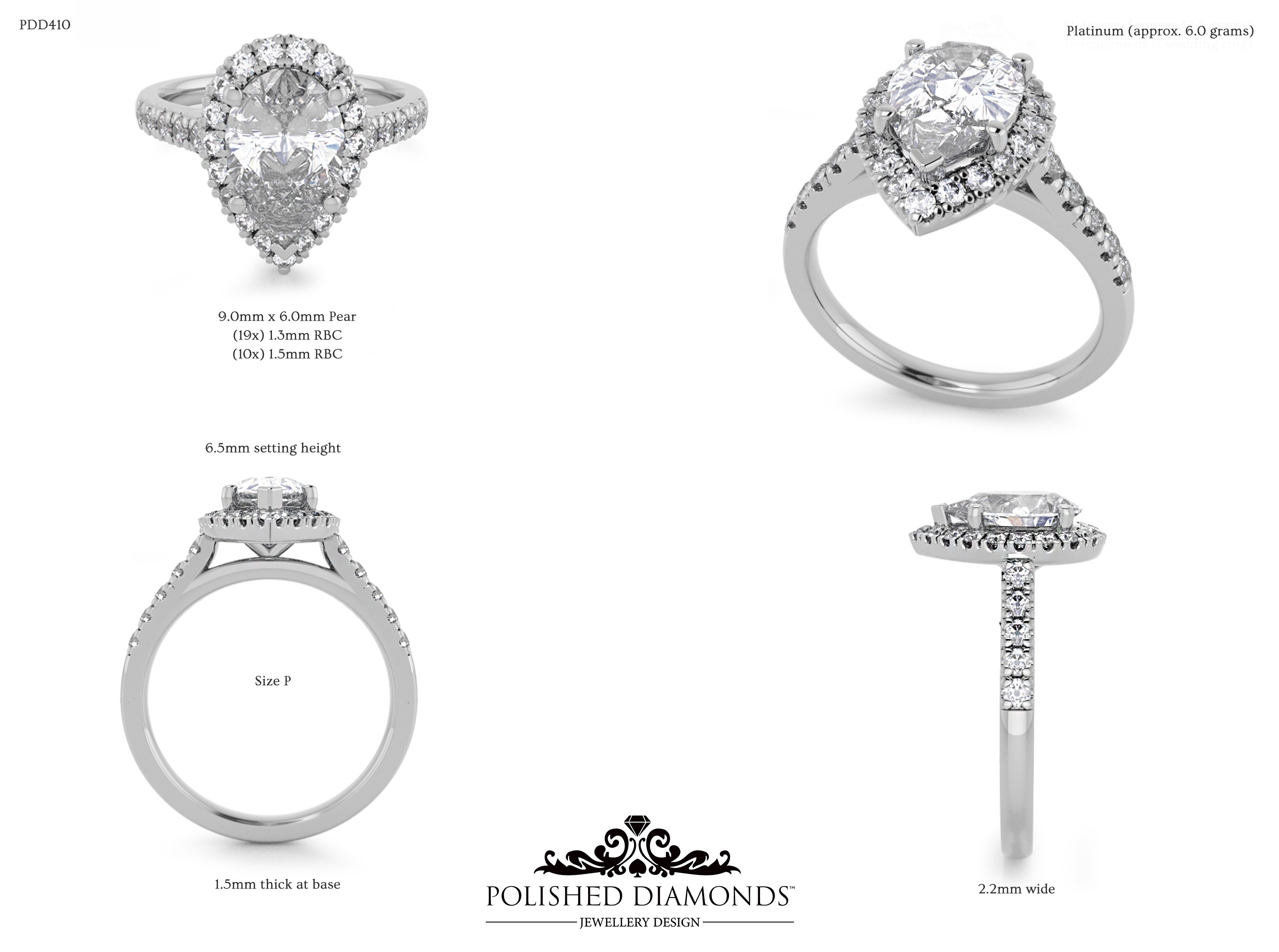 Pear Halo ring – PDD410