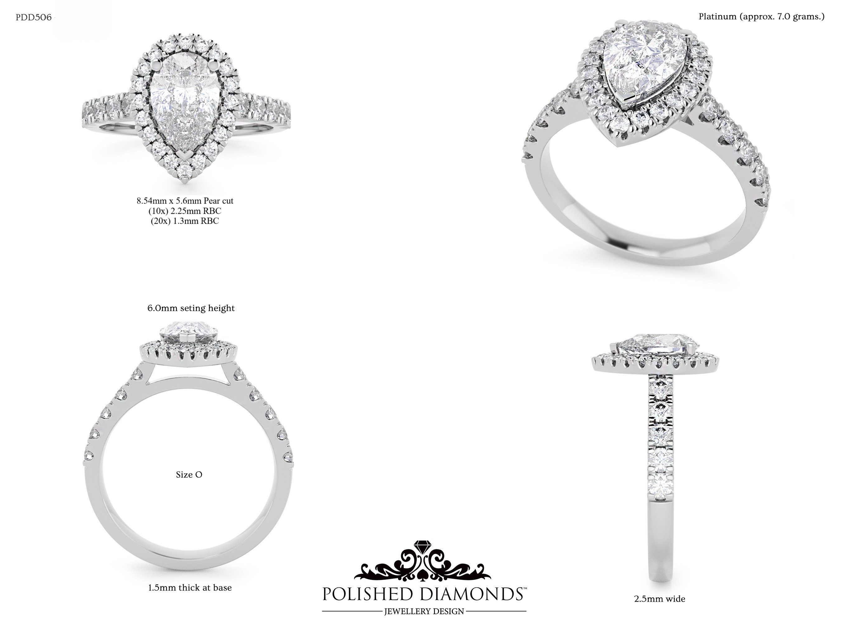Pear Halo ring – PDD506