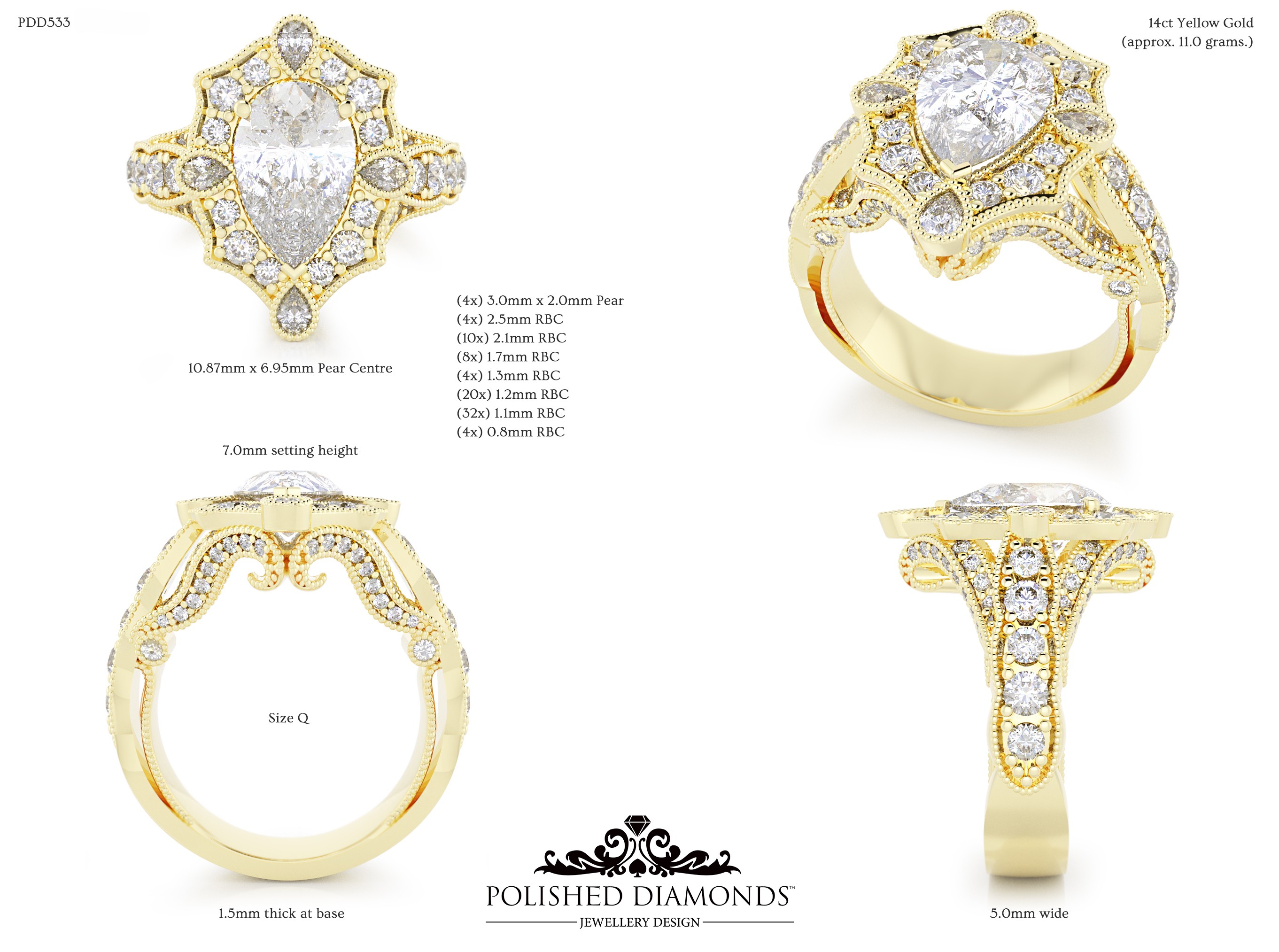 Pear Halo ring – PDD533