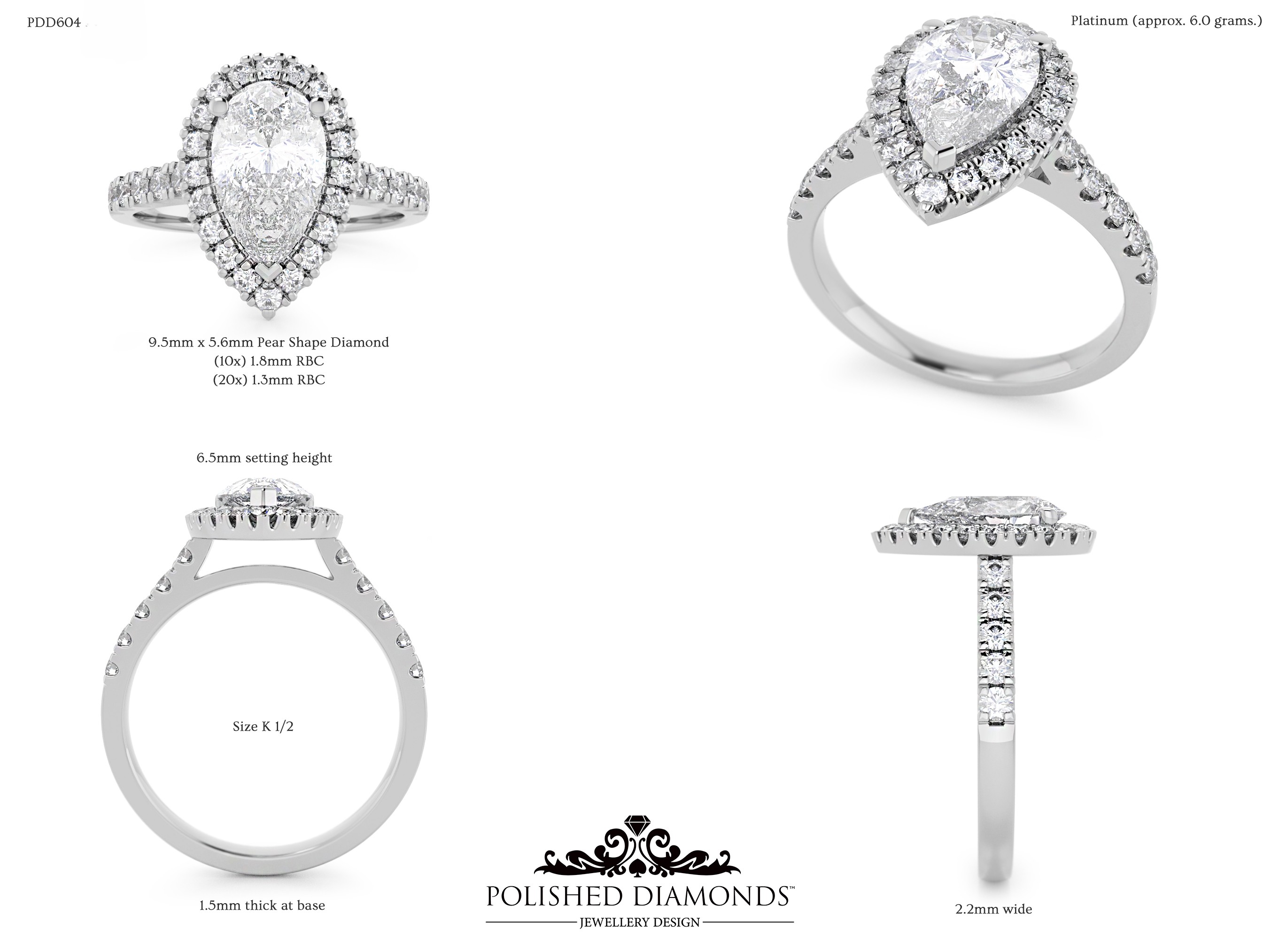 Pear Halo ring – PDD604