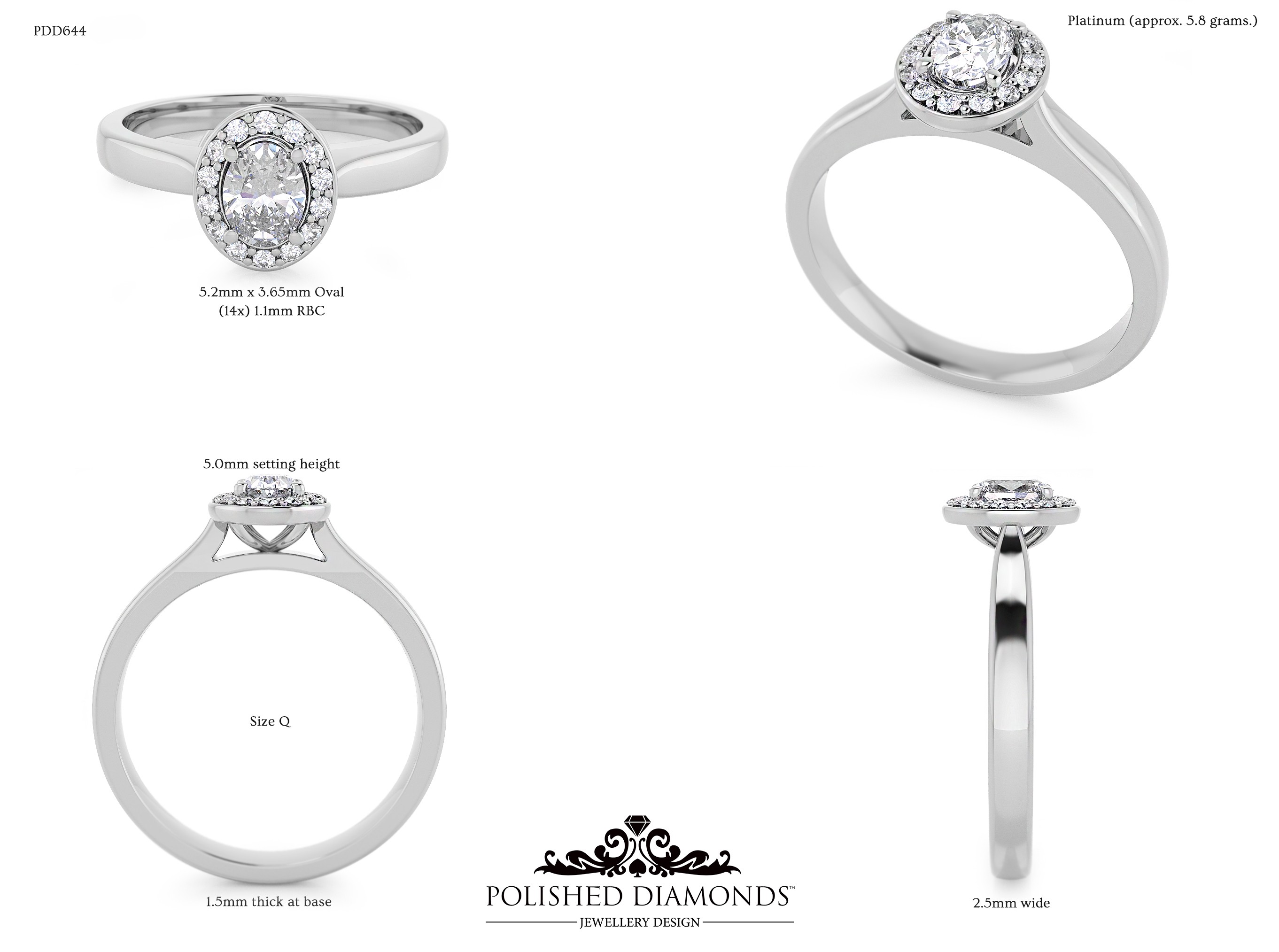 Oval Halo ring – PDD644