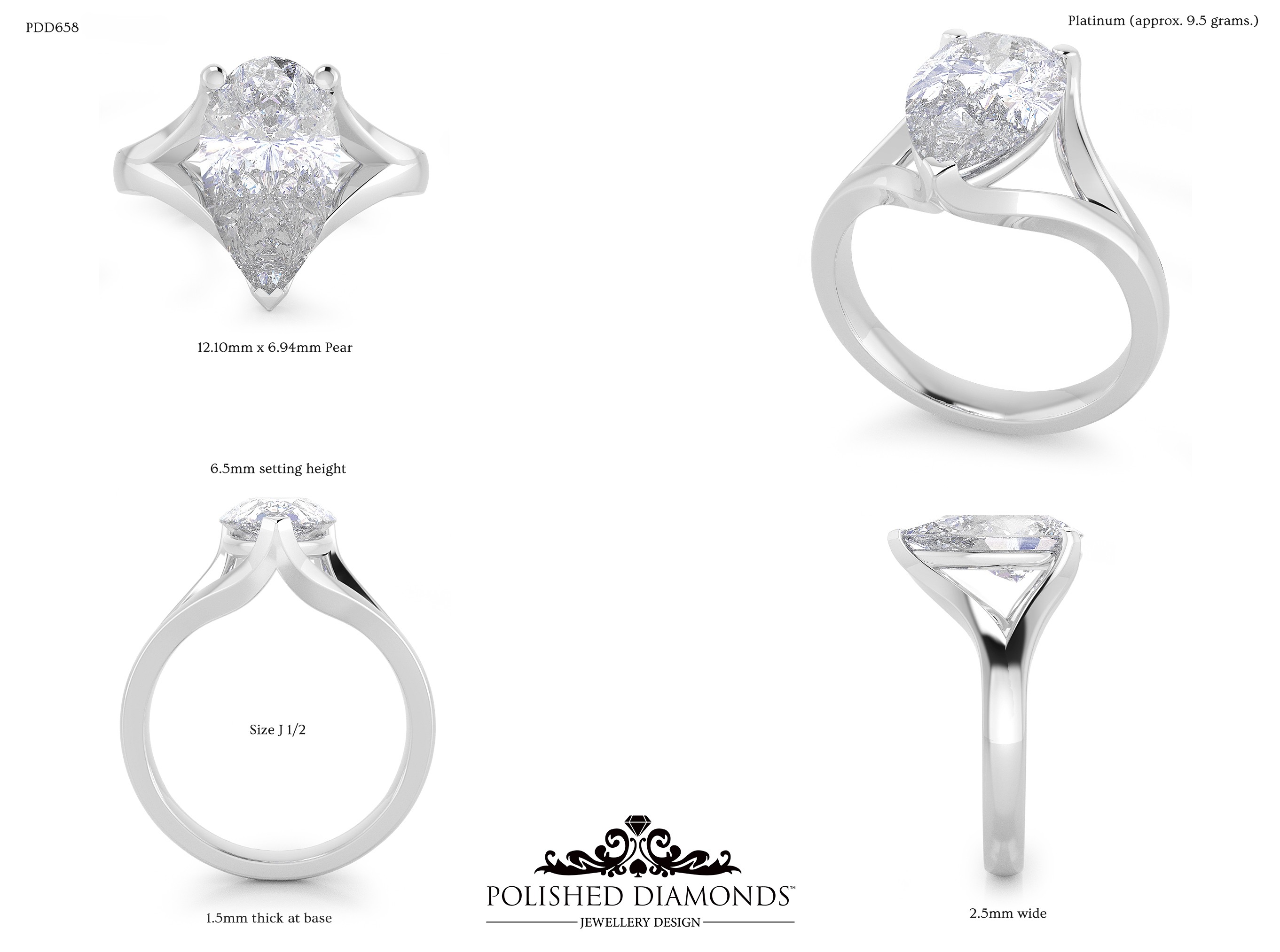 Pear Solitaire ring – PDD658