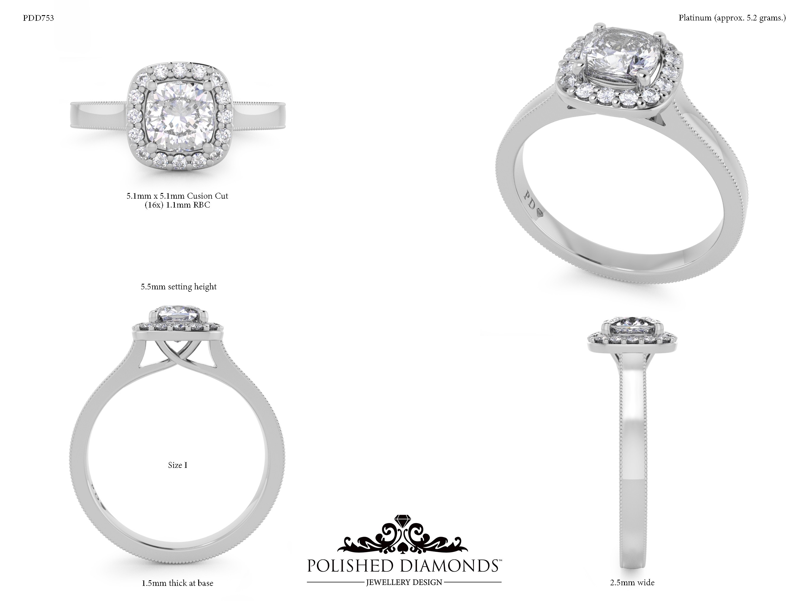 Cushion Halo ring – PDD753