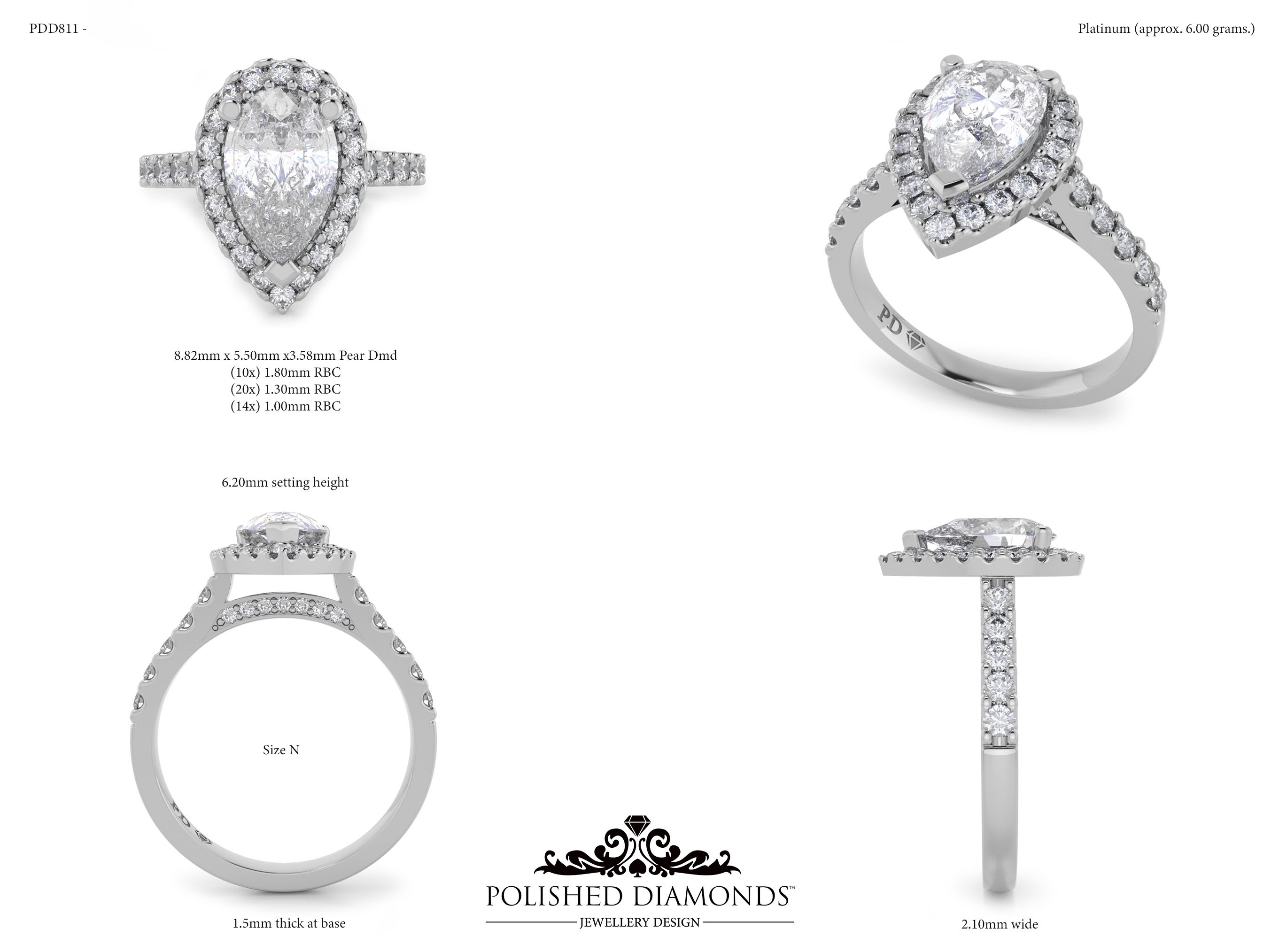 Pear Halo ring – PDD811