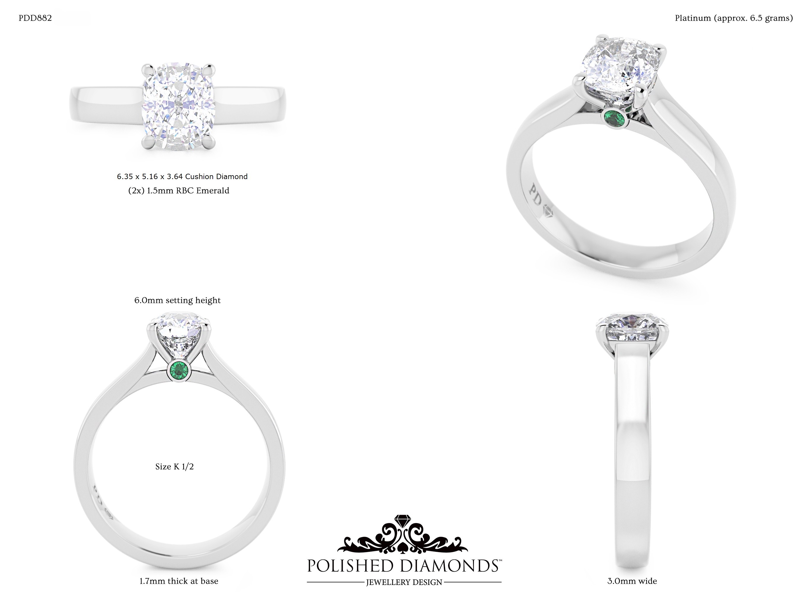 Cushion Solitaire ring – PDD882