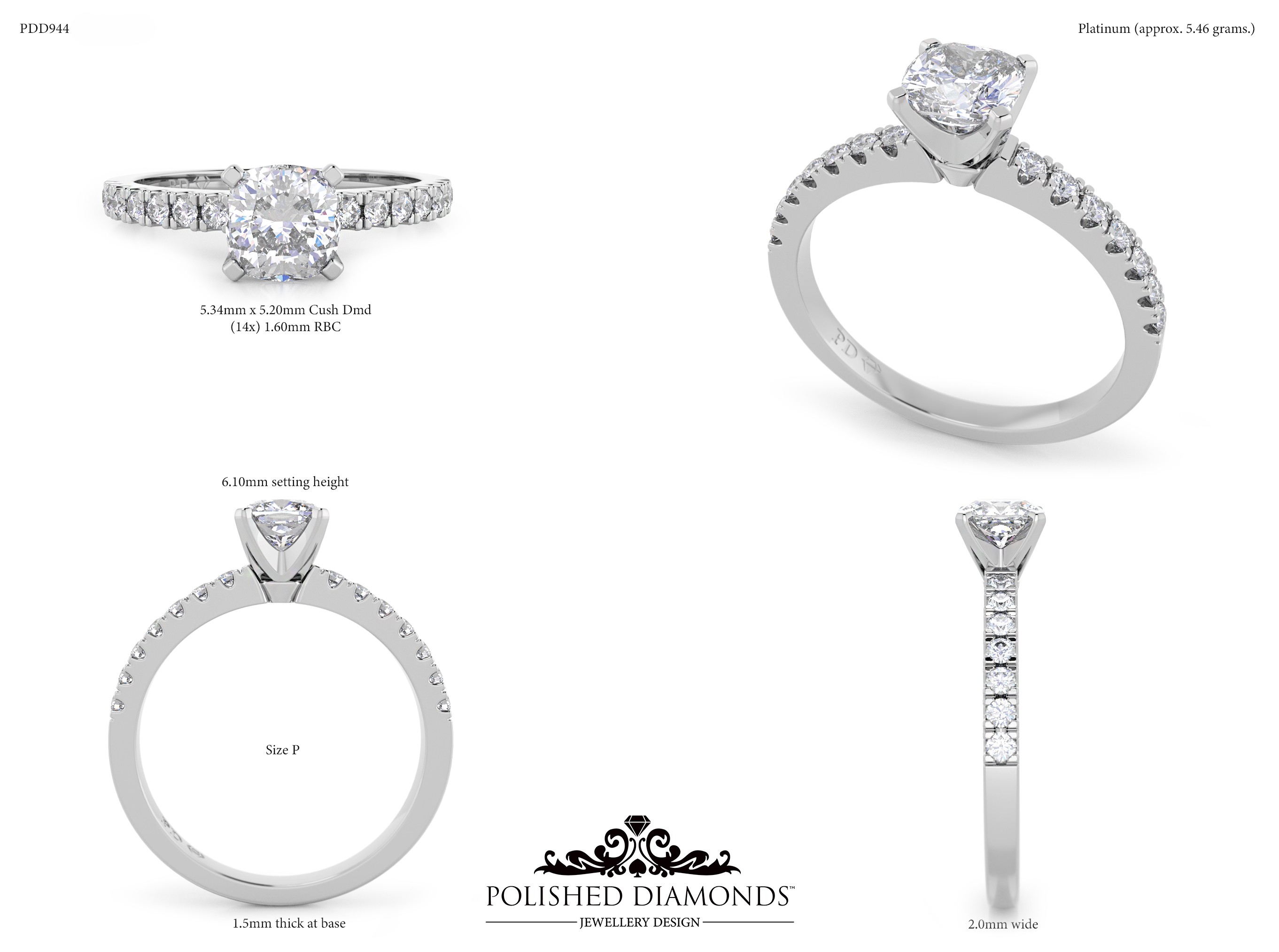 Cushion Solitaire ring – PDD944