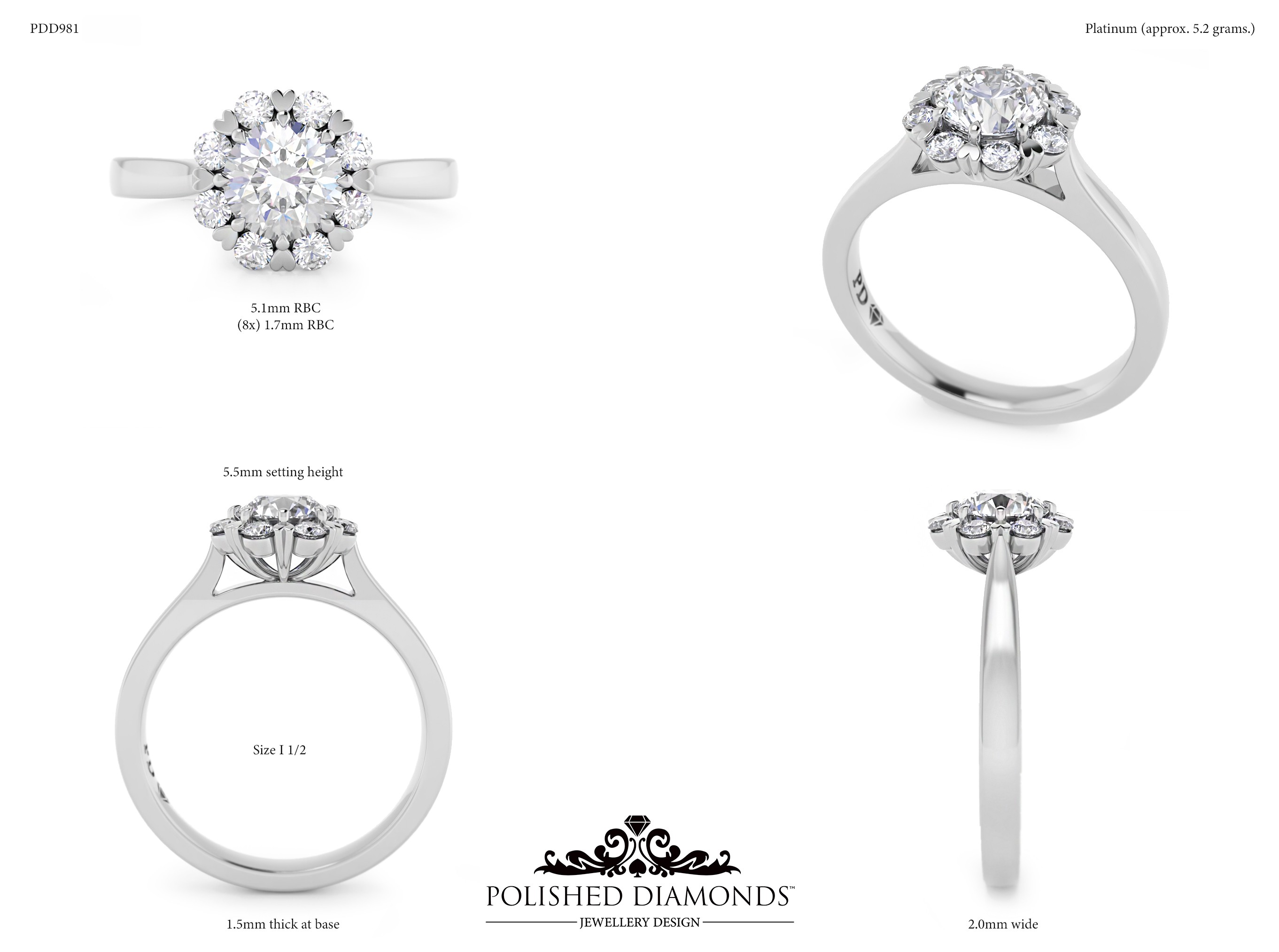 Round Halo ring – PDD981