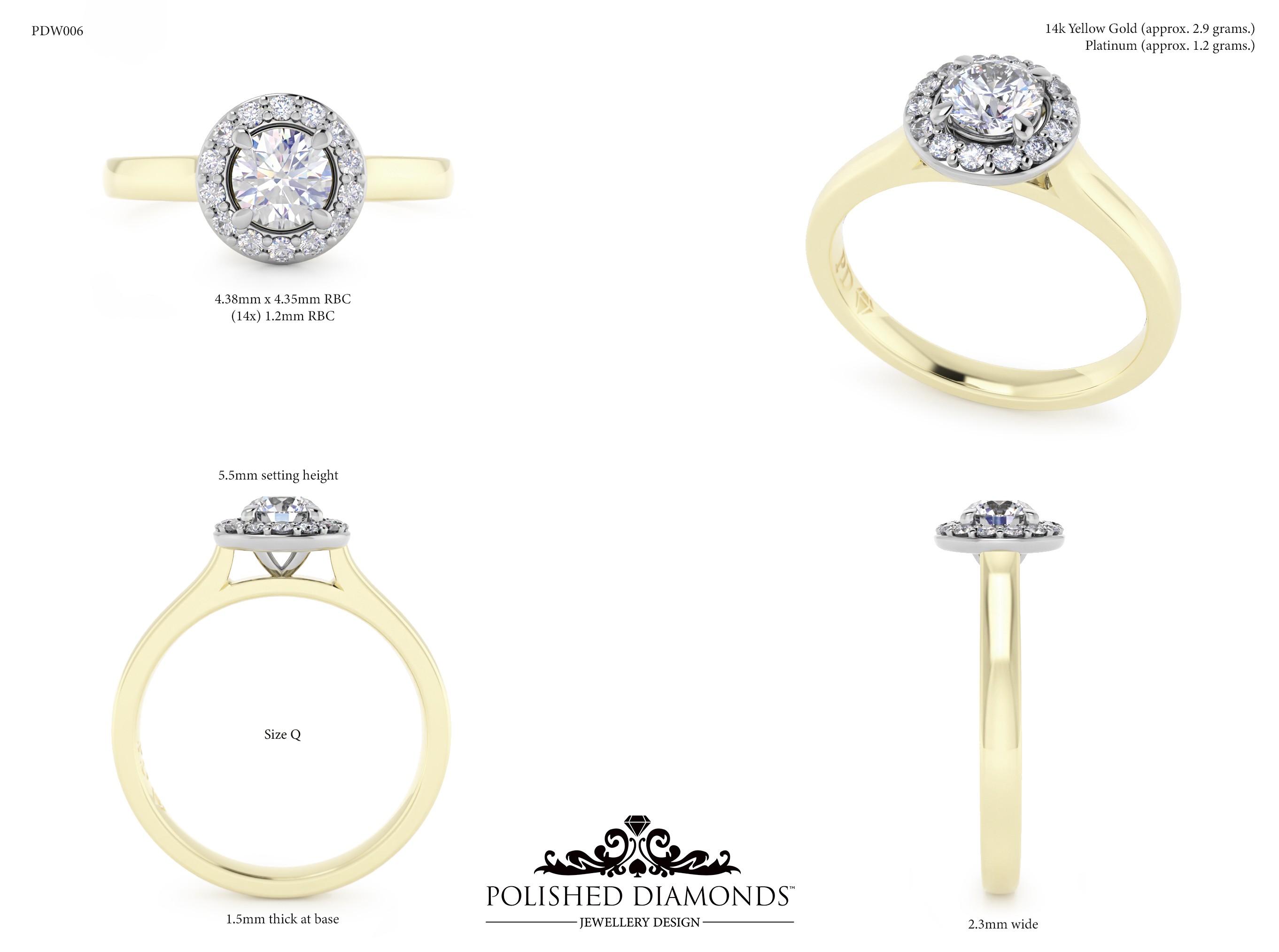 Round Halo ring – PDW006