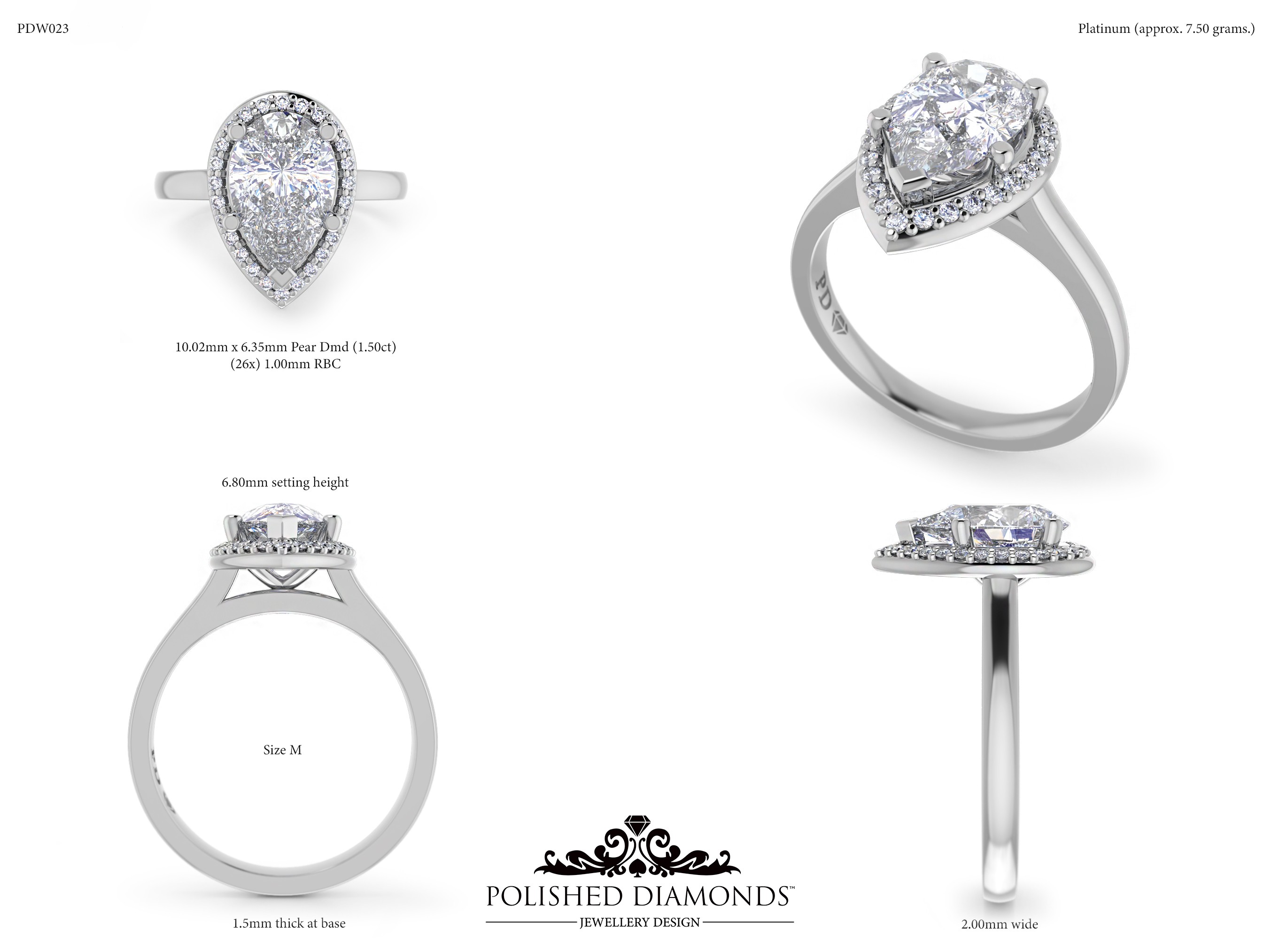 Pear Halo ring – PDW023