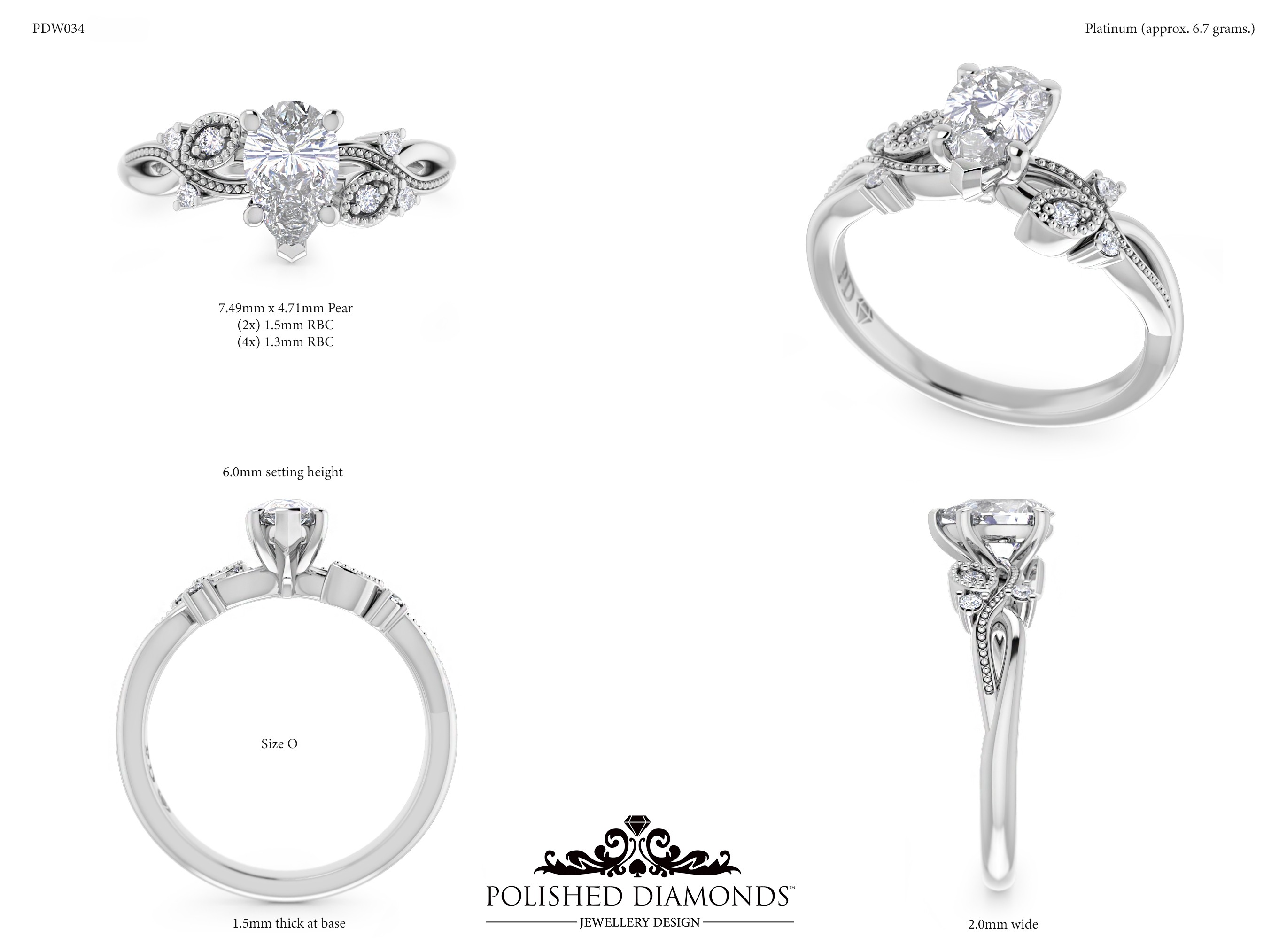 Pear Solitaire ring – PDW034