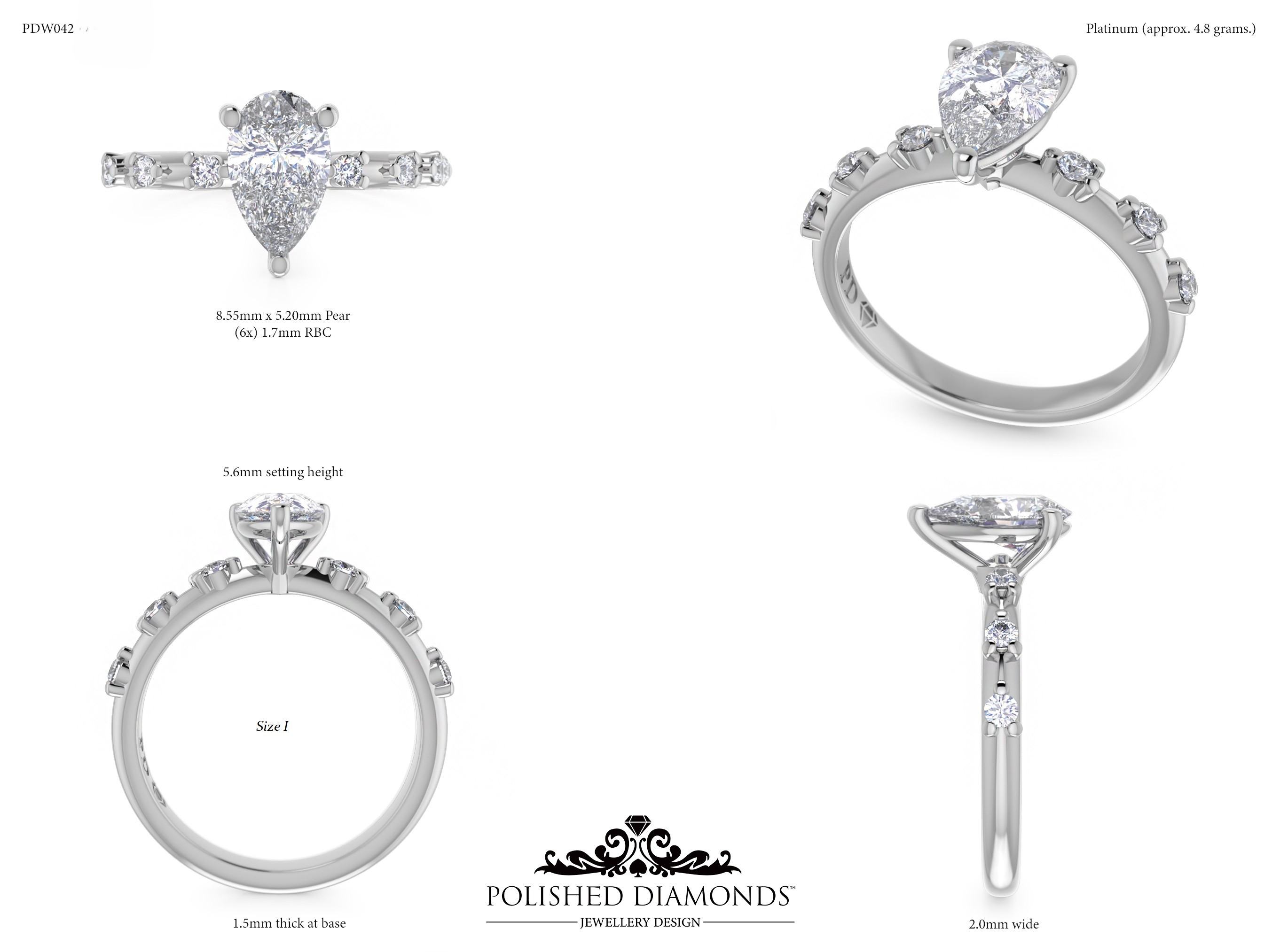 Pear Solitaire ring – PDW042