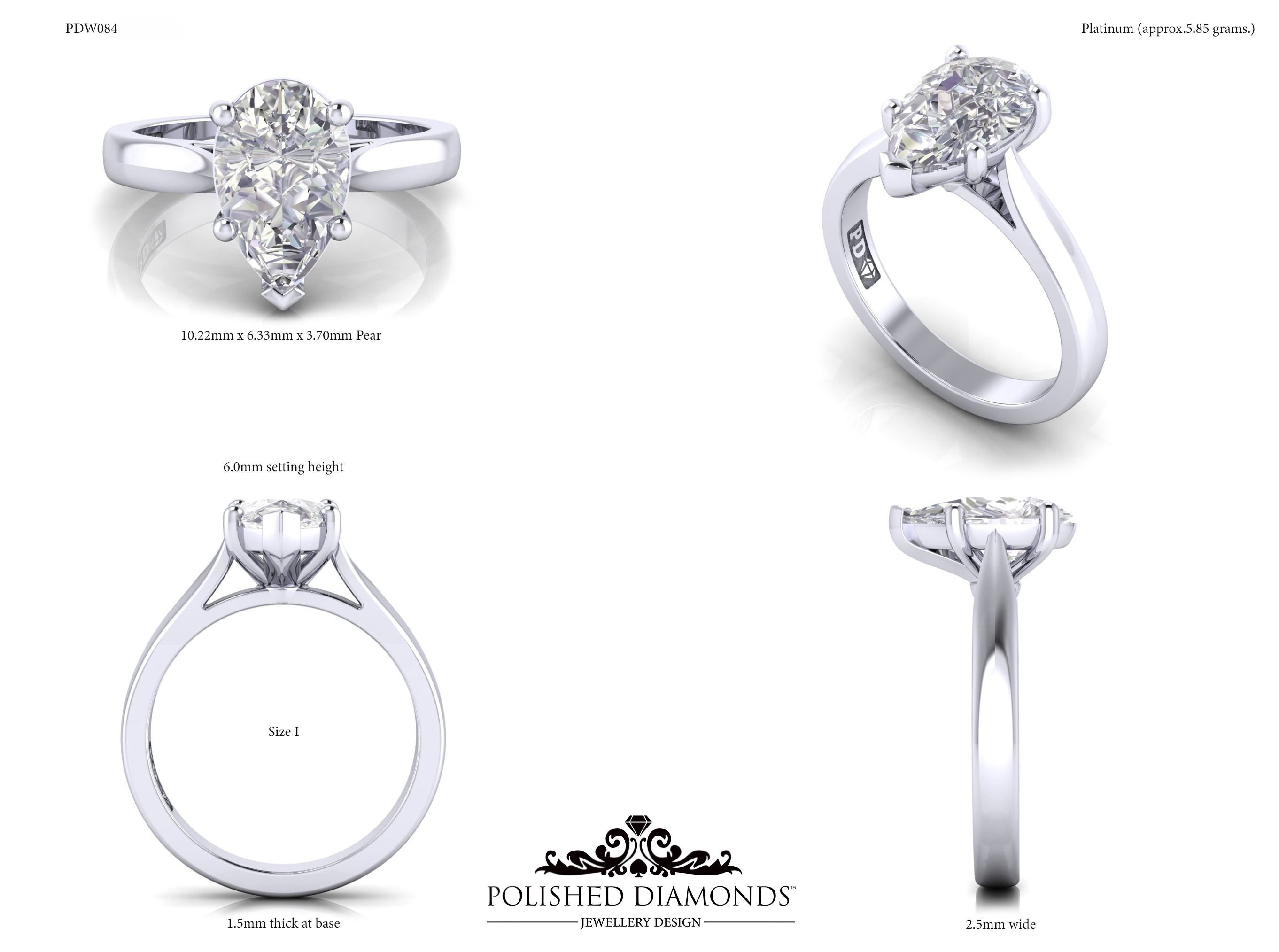 Pear Solitaire ring – PDW084