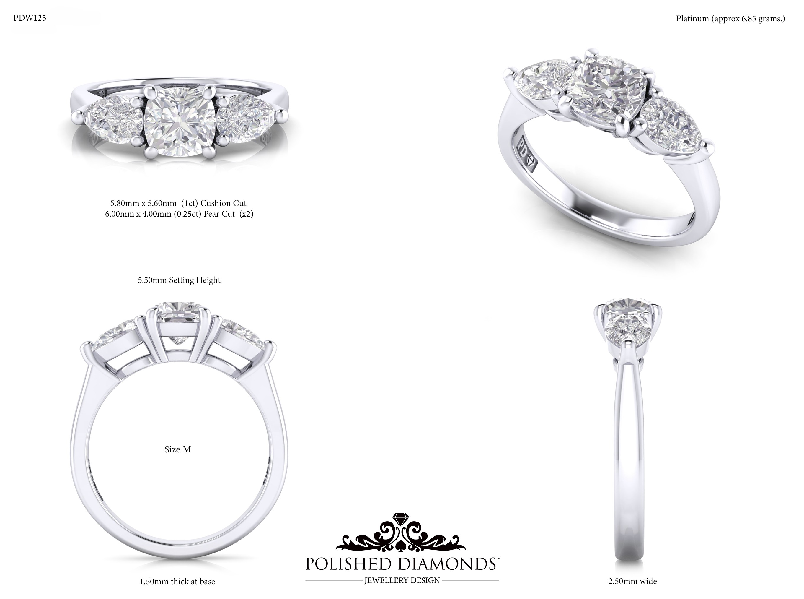 Cushion Trilogy ring – PDW125