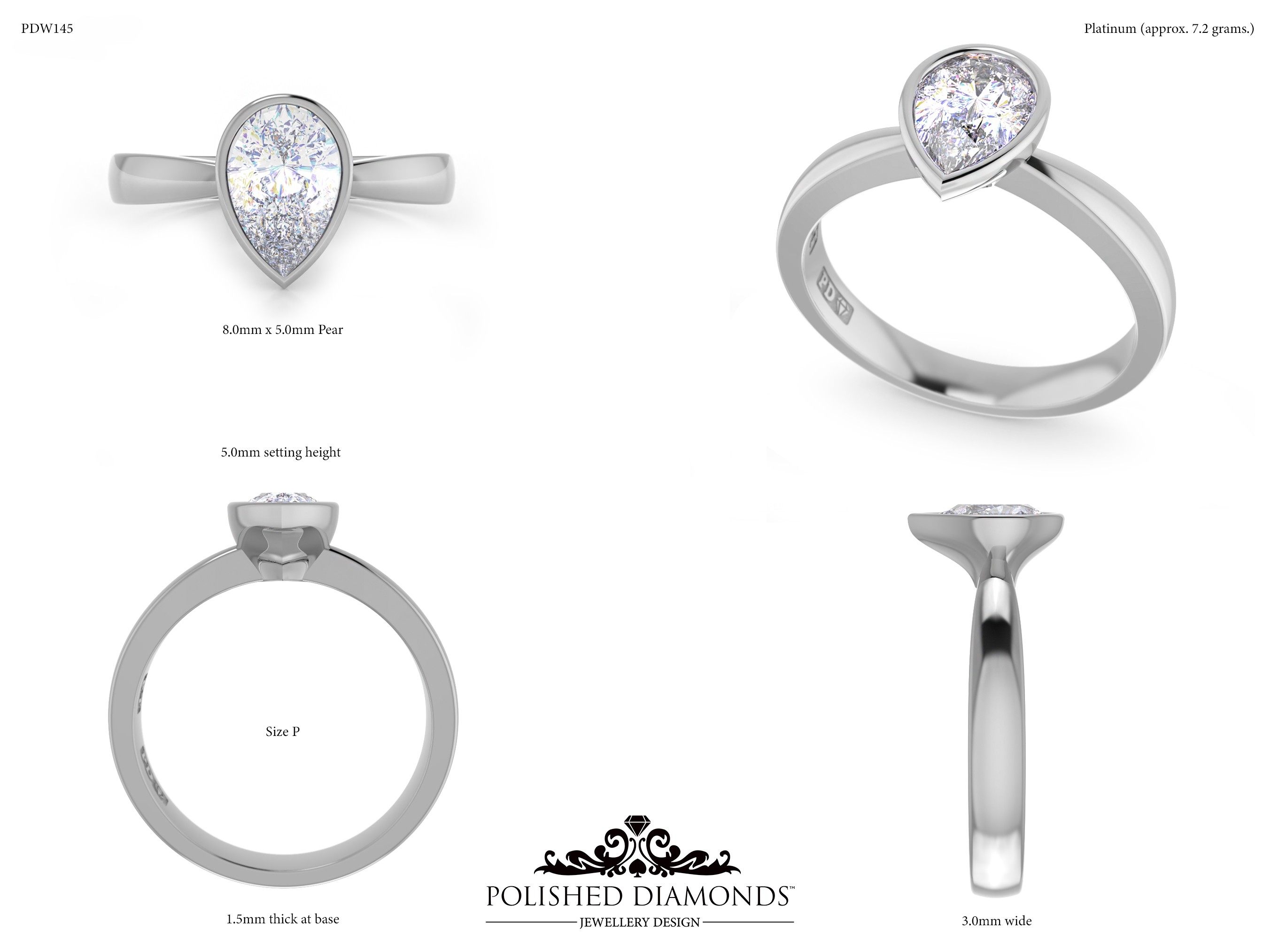Pear Solitaire ring – PDW145
