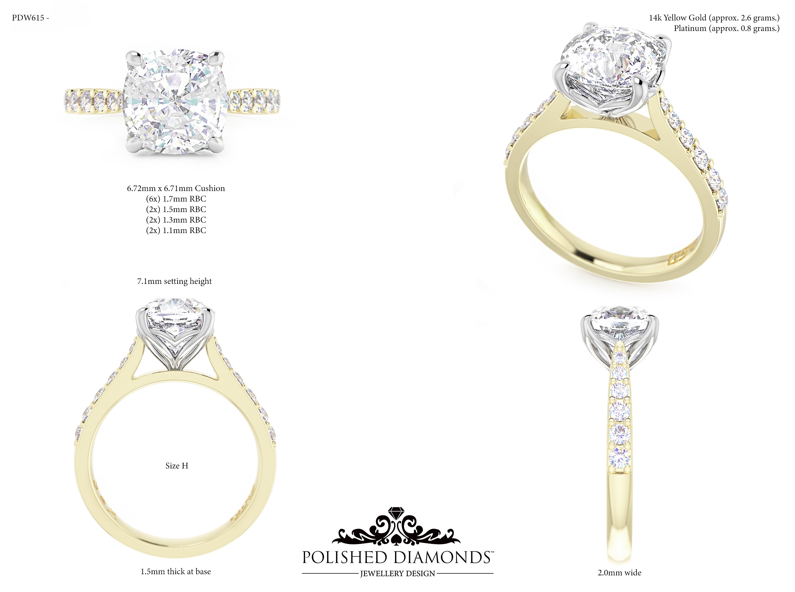 Cushion Solitaire ring – PDW165