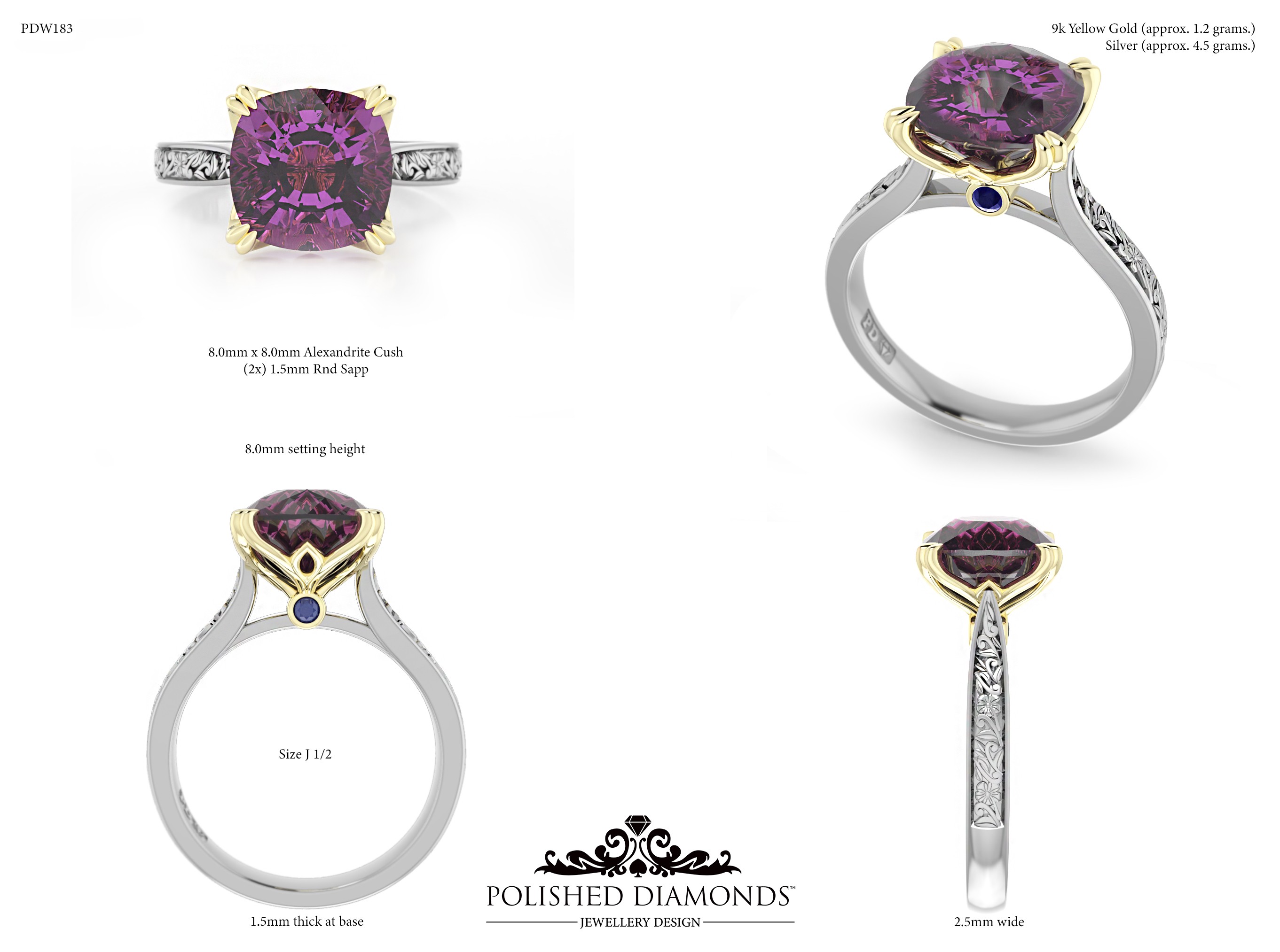 Cushion Solitaire ring – PDW183