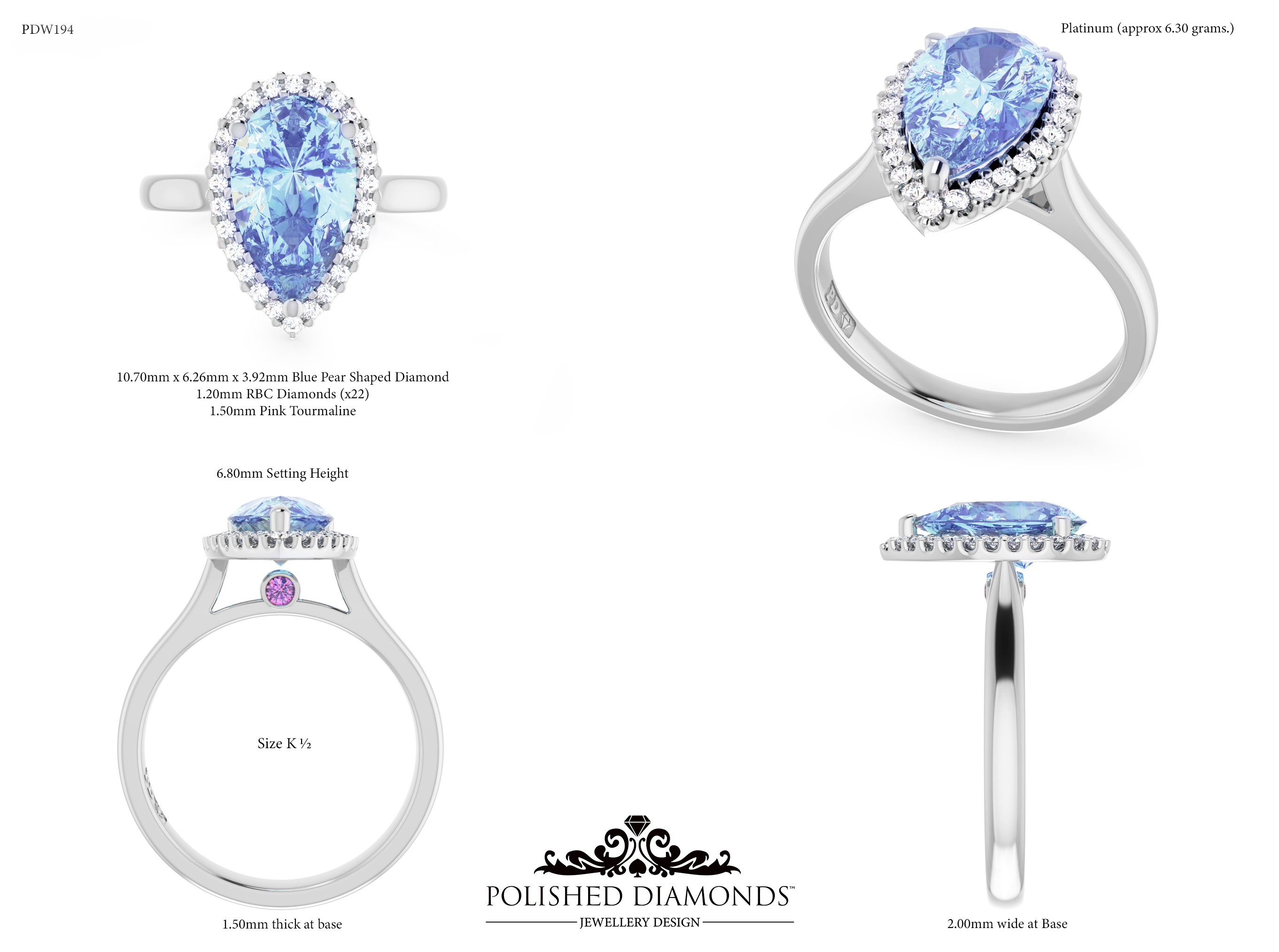 Pear Halo ring – PDW194