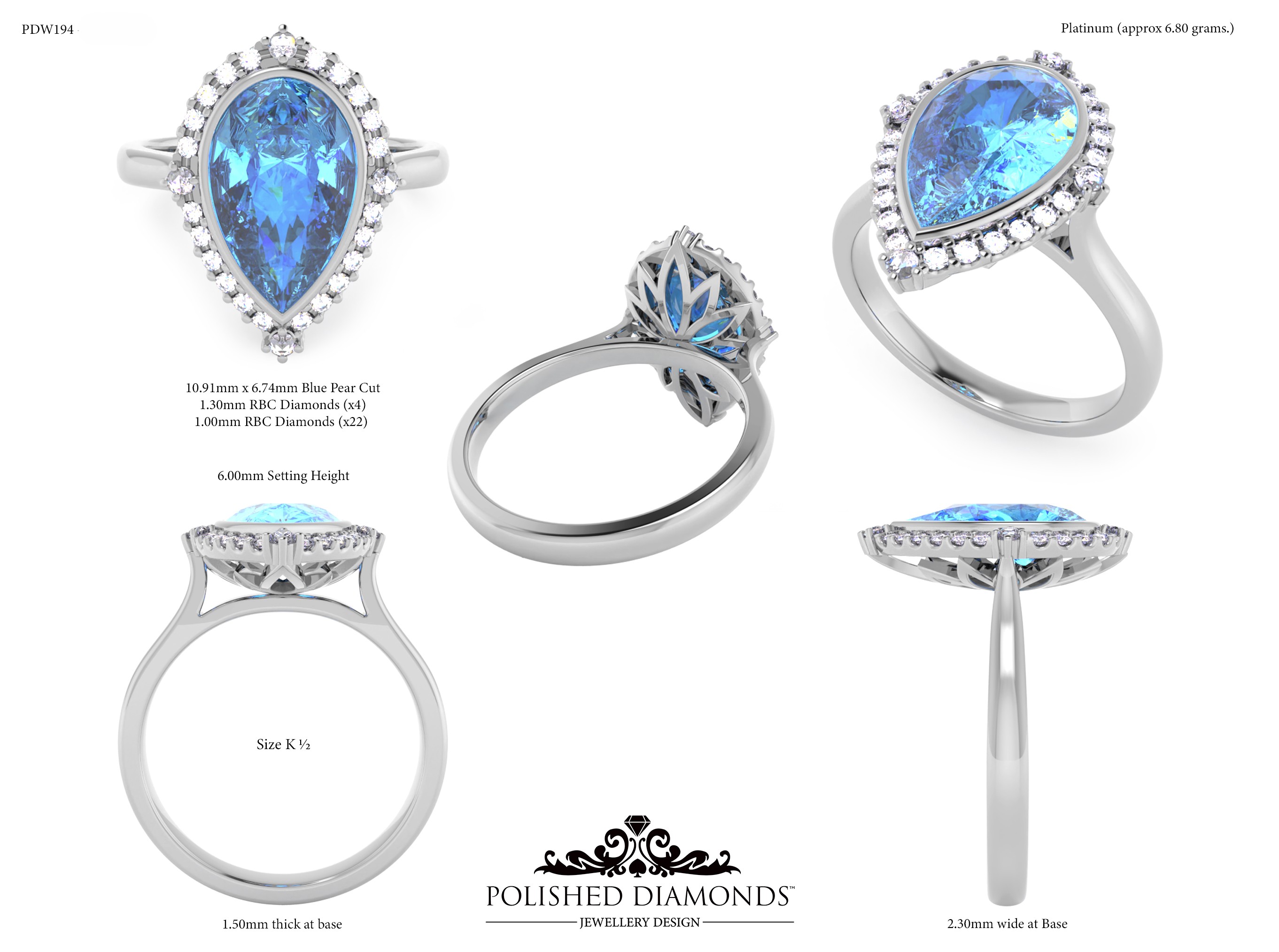 Pear Halo ring – PDW194V6