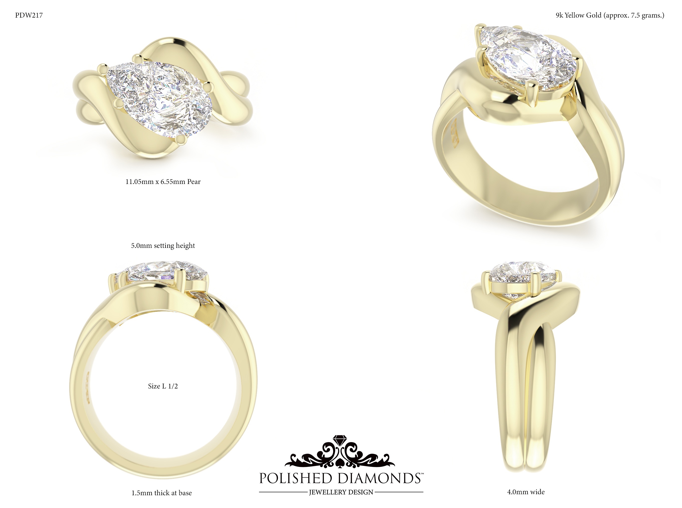 Pear Solitaire ring – PDW217