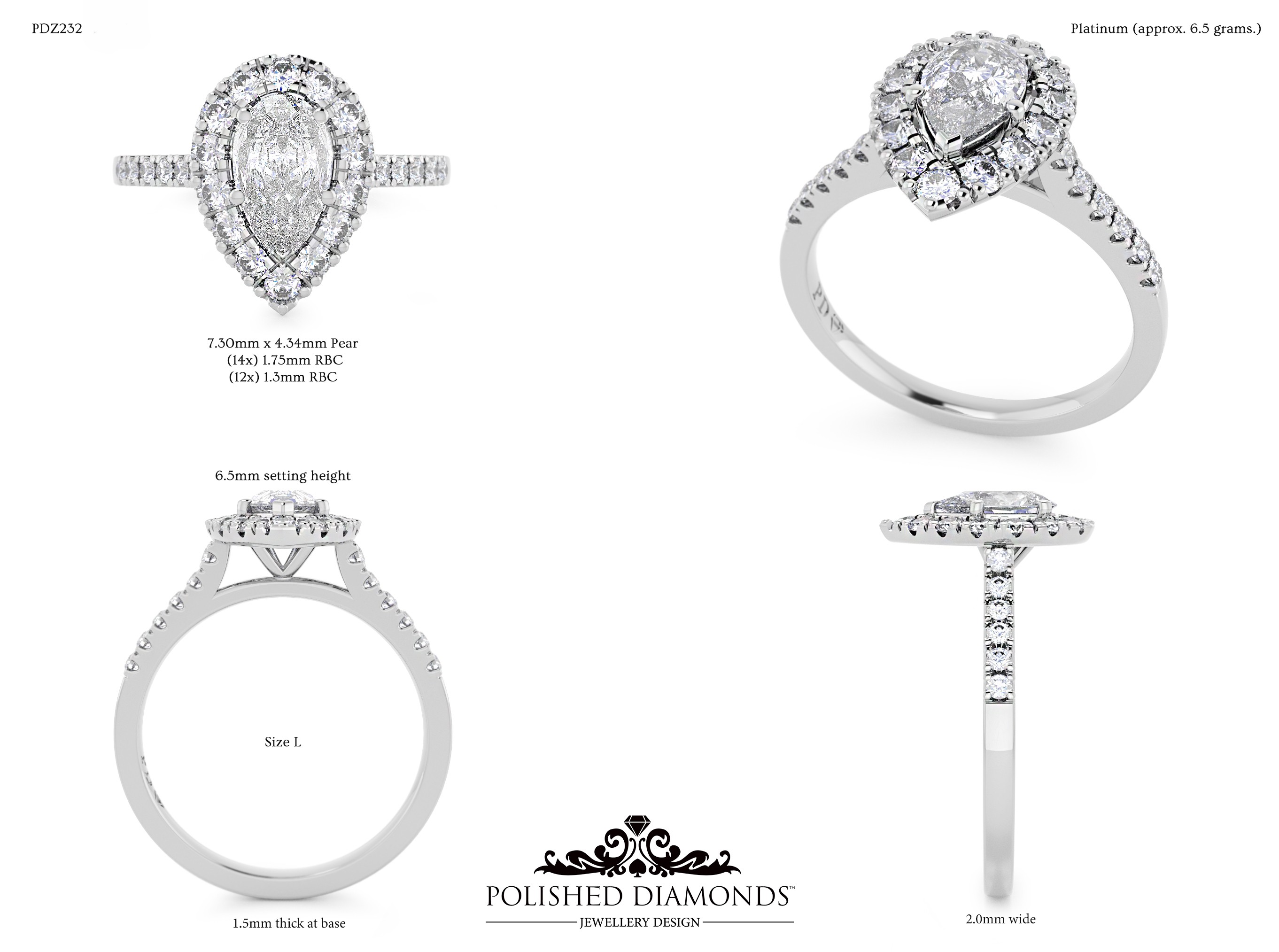 Pear Halo ring – PDZ232