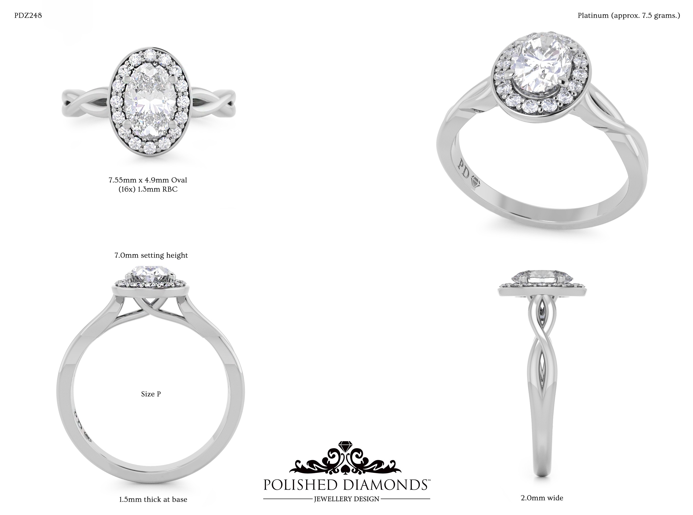 Oval Halo ring – PDZ248