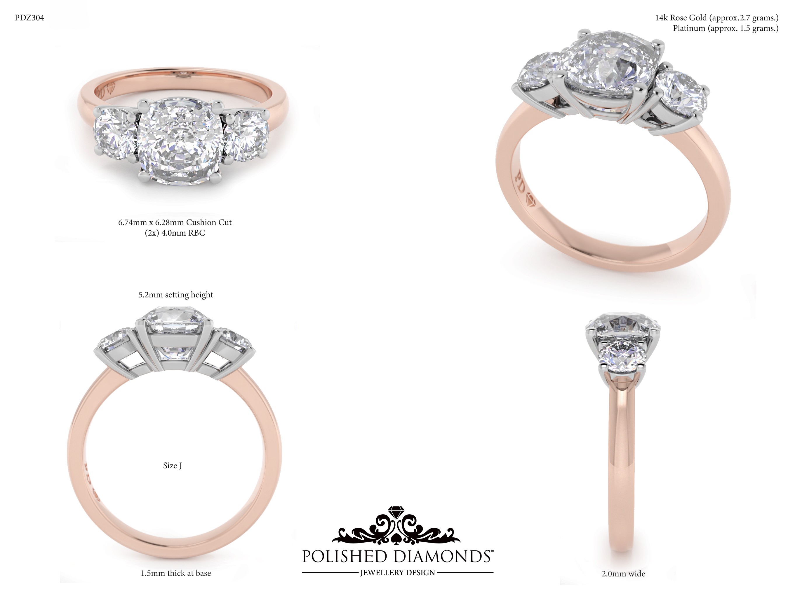 Cushion Trilogy ring – PDZ304