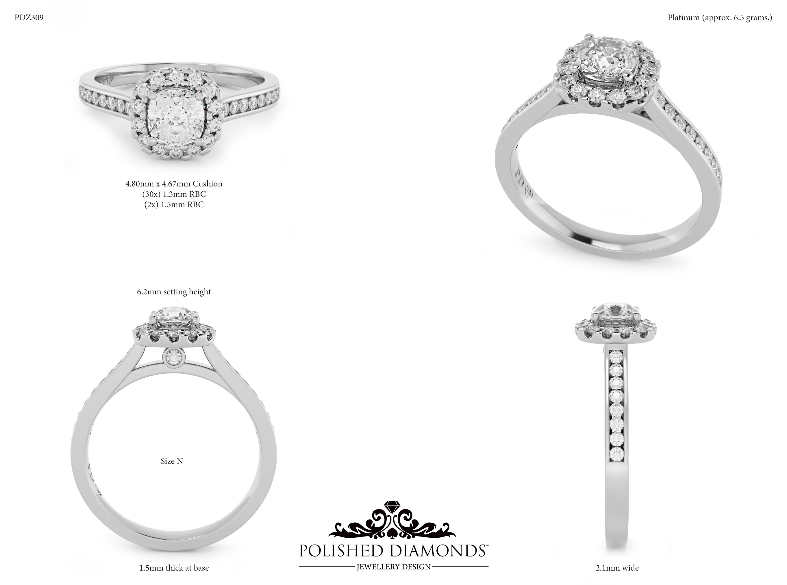 Cushion Halo ring – PDZ309