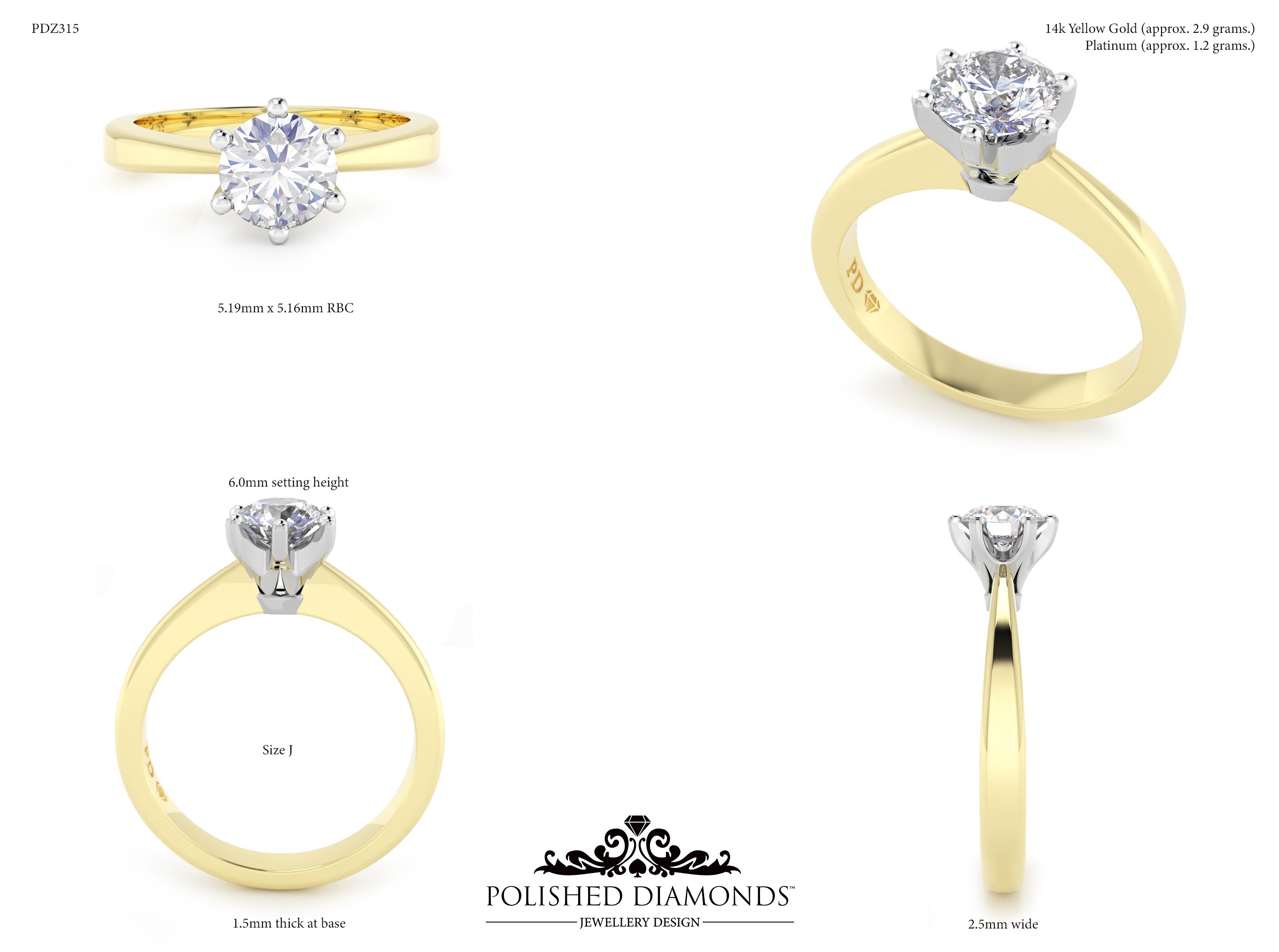 Round Solitaire ring – PDZ315