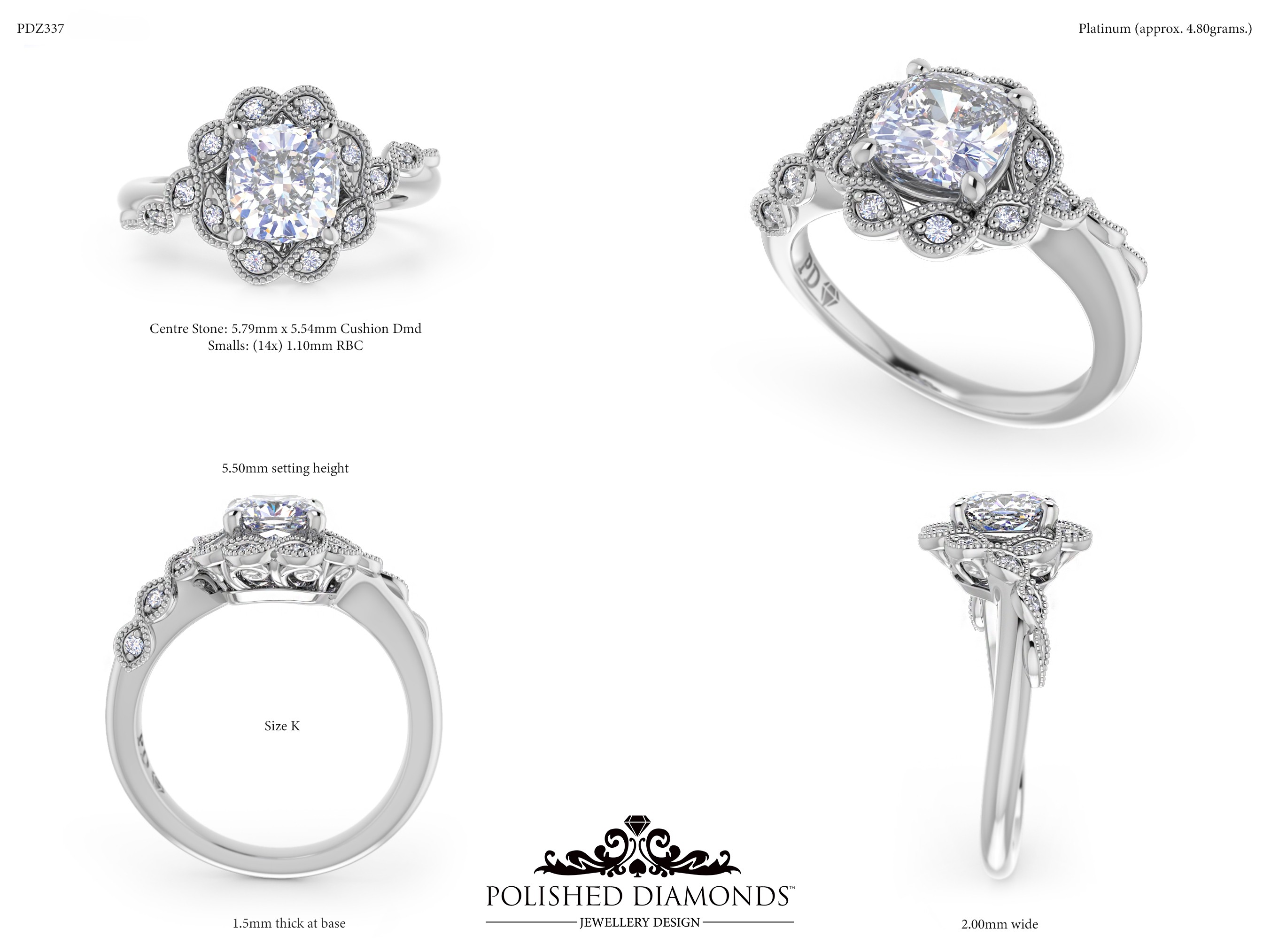 Cushion Halo ring – PDZ337